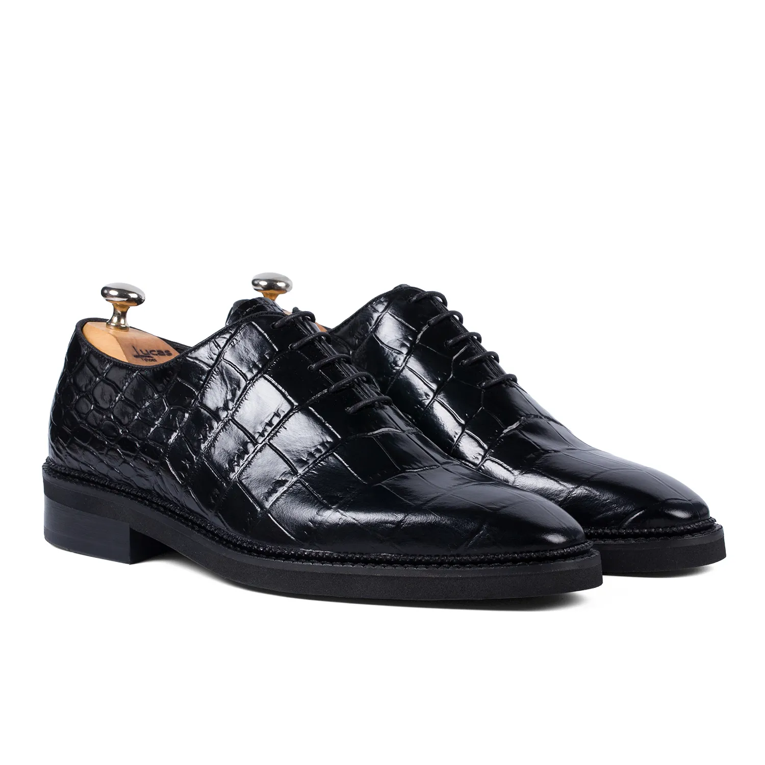 Lucas Shoes 725 Ukr Croco Negru pantofi piele