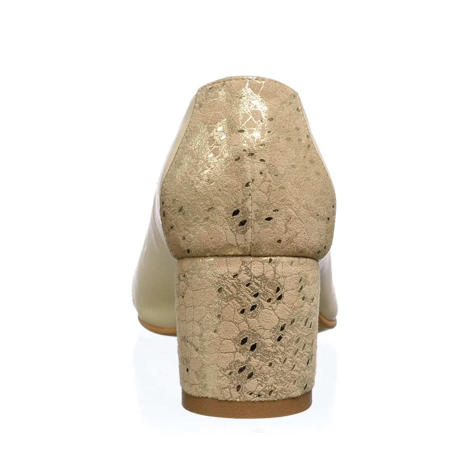 Catinca Shoes A5 BFA pantofi dama piele naturala bej firicel auriu