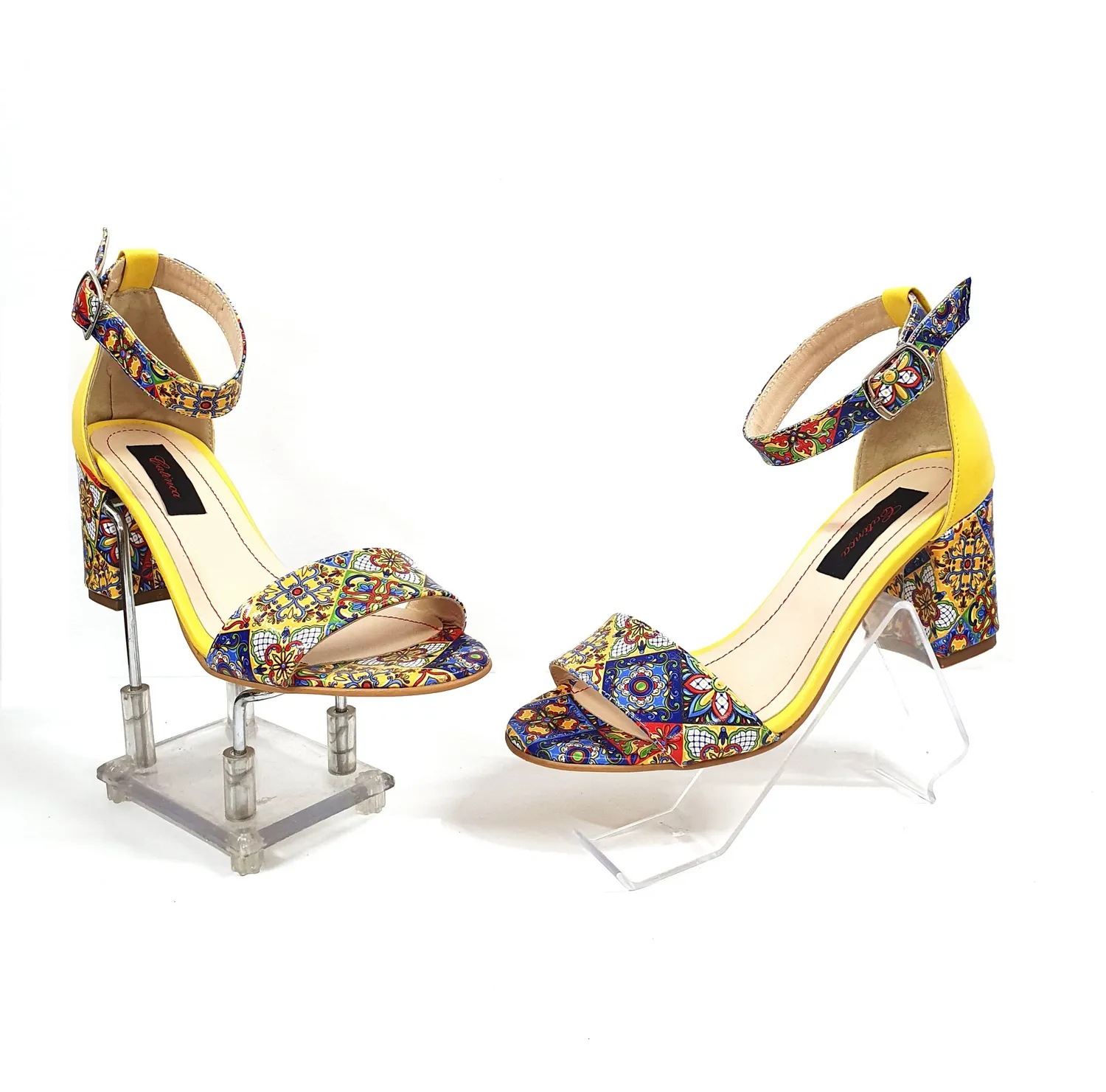 Catinca Shoes S10 GM3D sandale dama galbene mozaic 3D