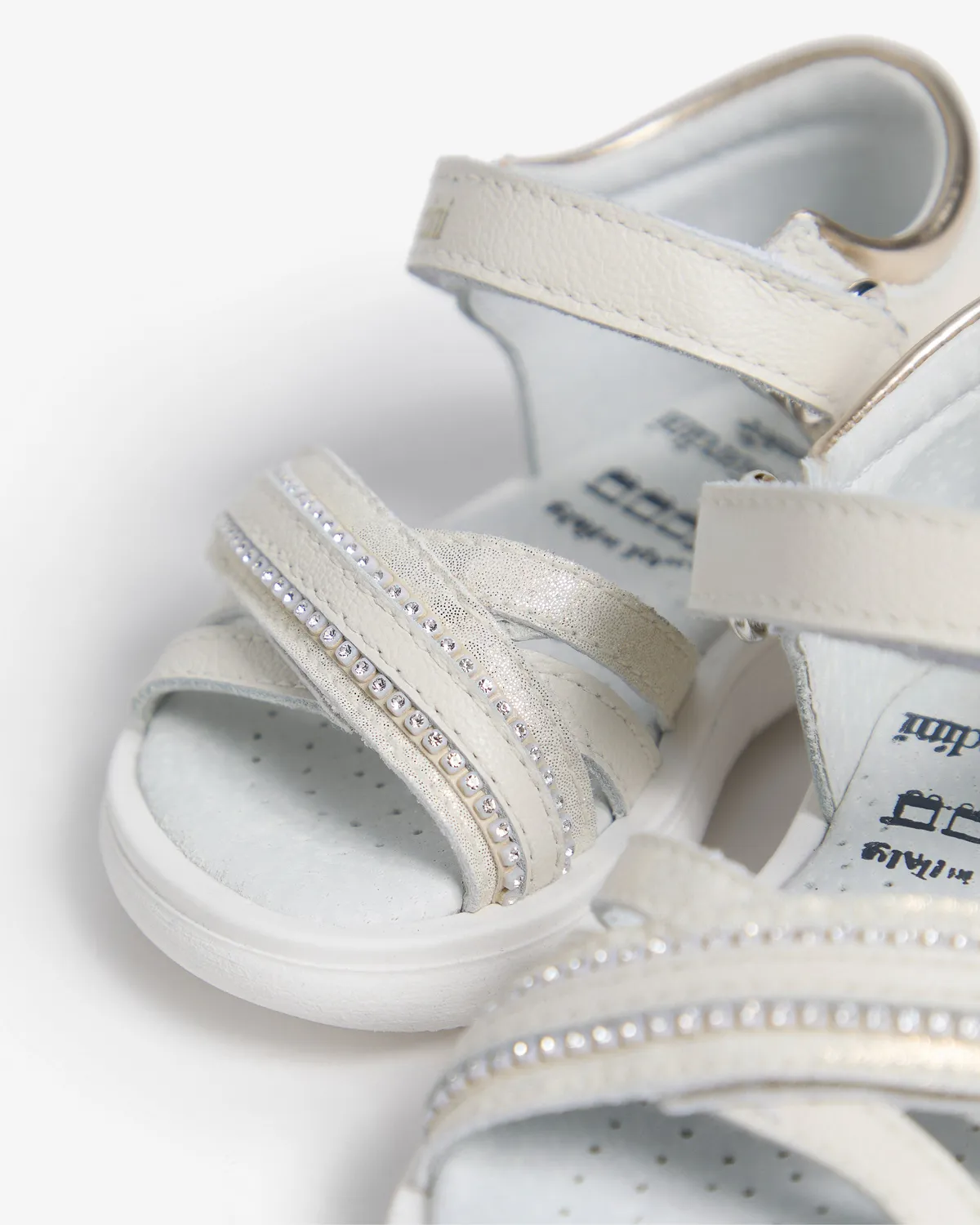 NeroGiardini sandale fete piele si textil cu velcro
