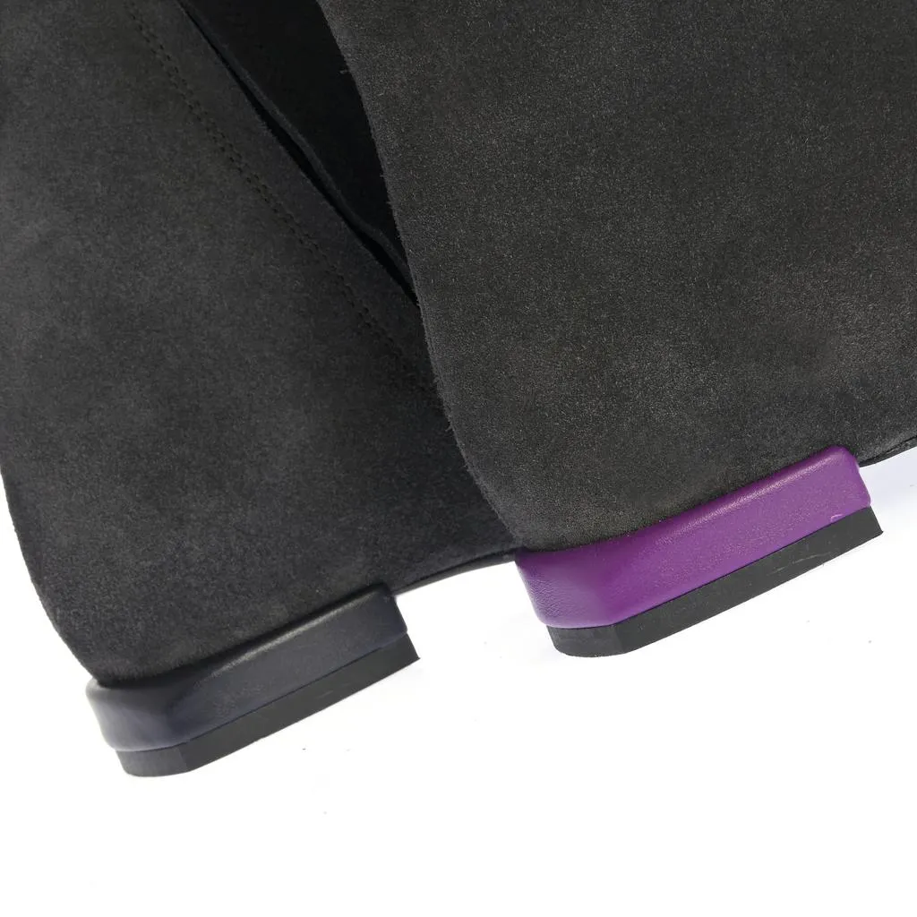 Ana Urbana Ravenna botine piele gri inchis toc bicolor