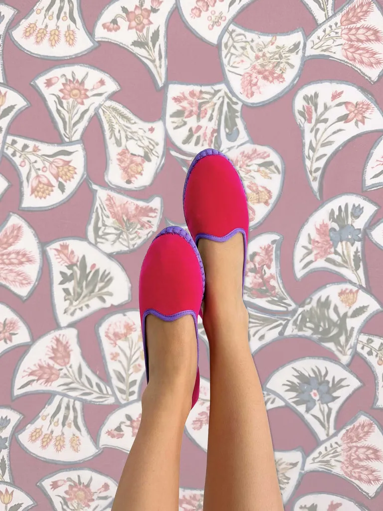 Flagelus Watson papuci fuchsia catifea bumbac