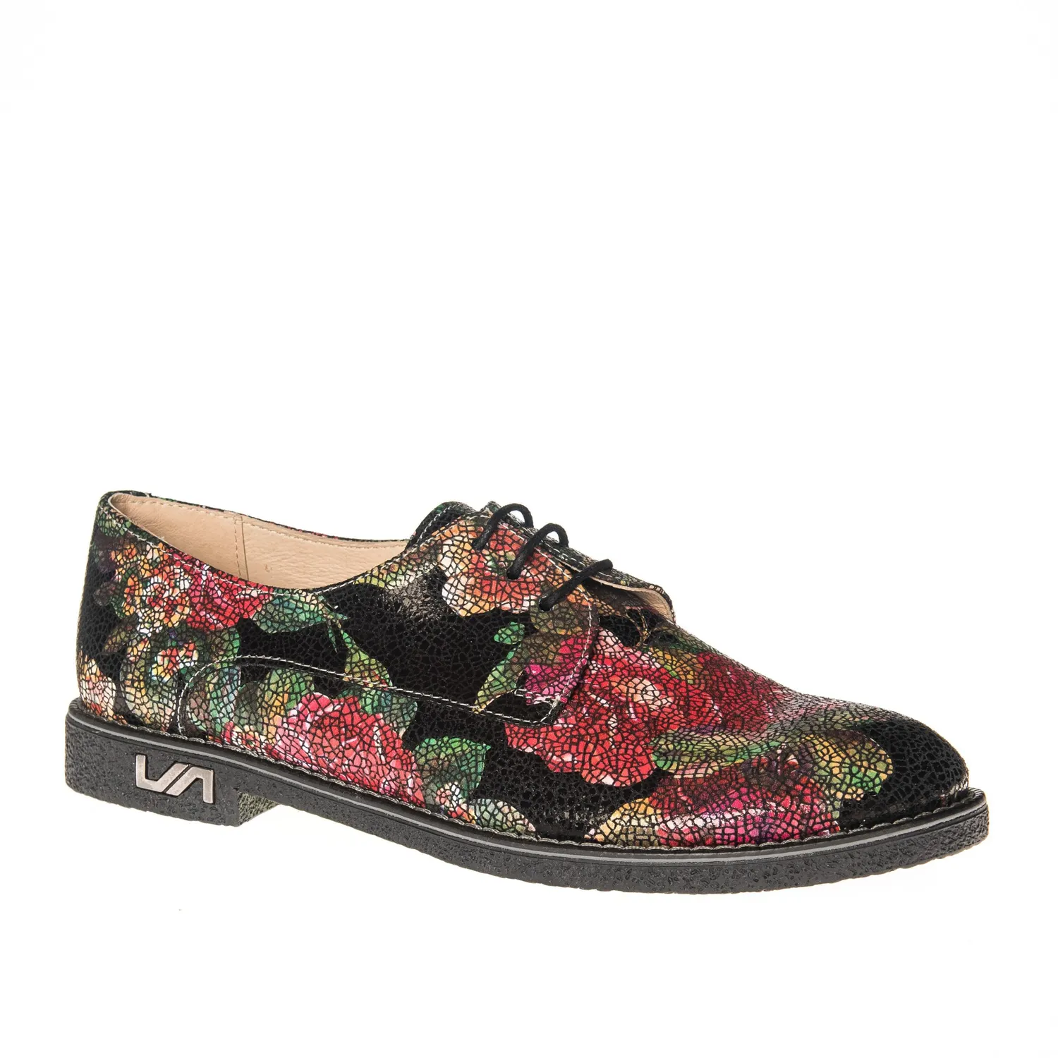 Catinca Shoes G10 NIF pantofi piele negru imprimeu flori