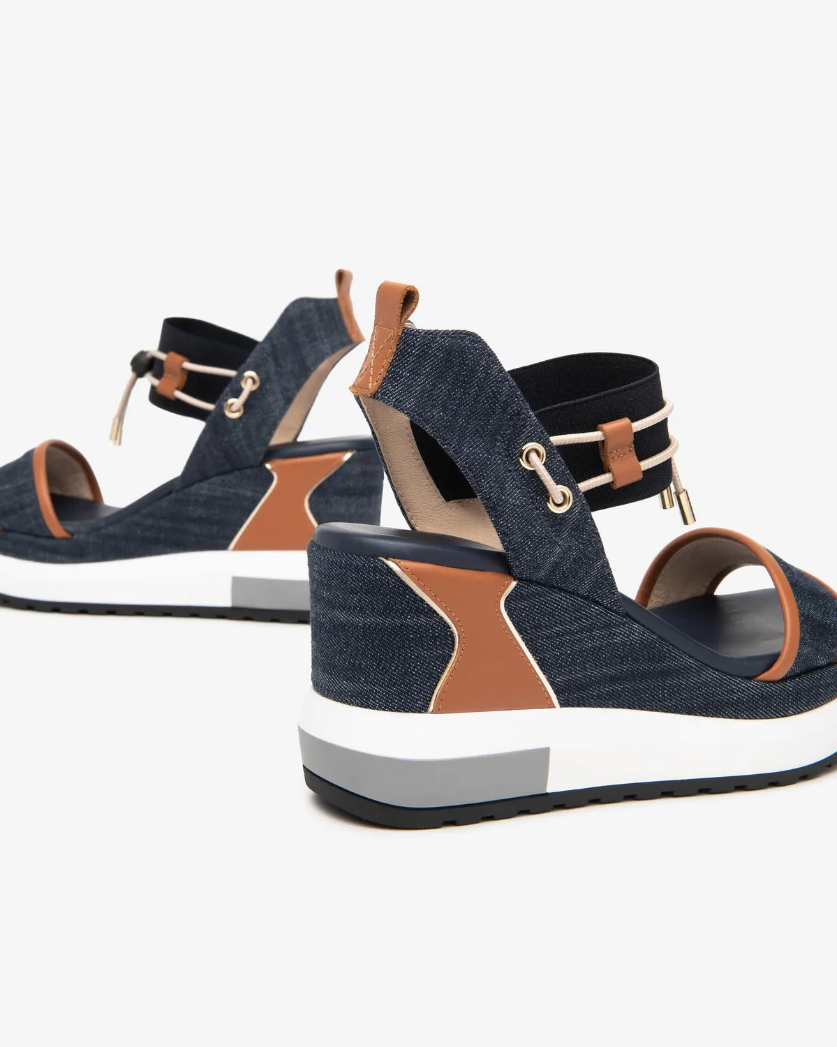 NeroGiardini sandale dama piele denim platforma 8 cm