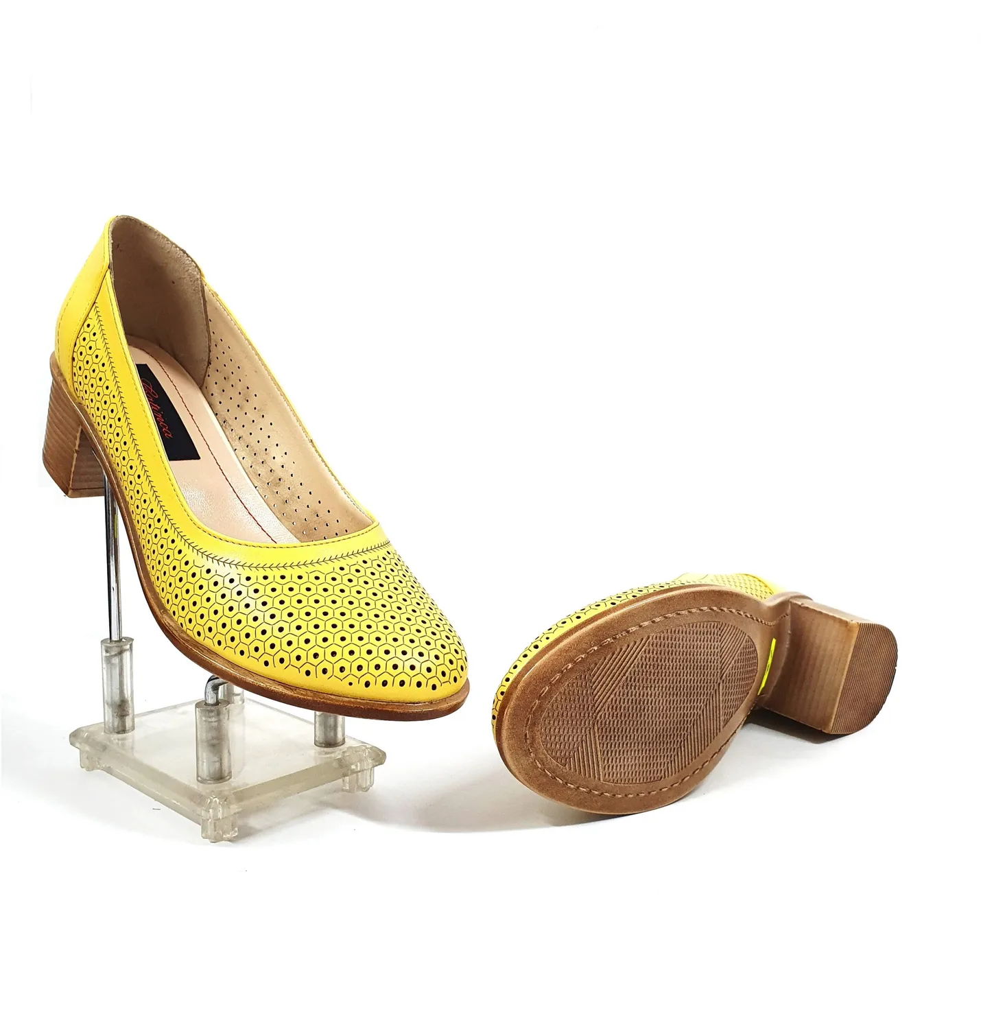 Catinca Shoes T2 G pantofi perforati piele galben