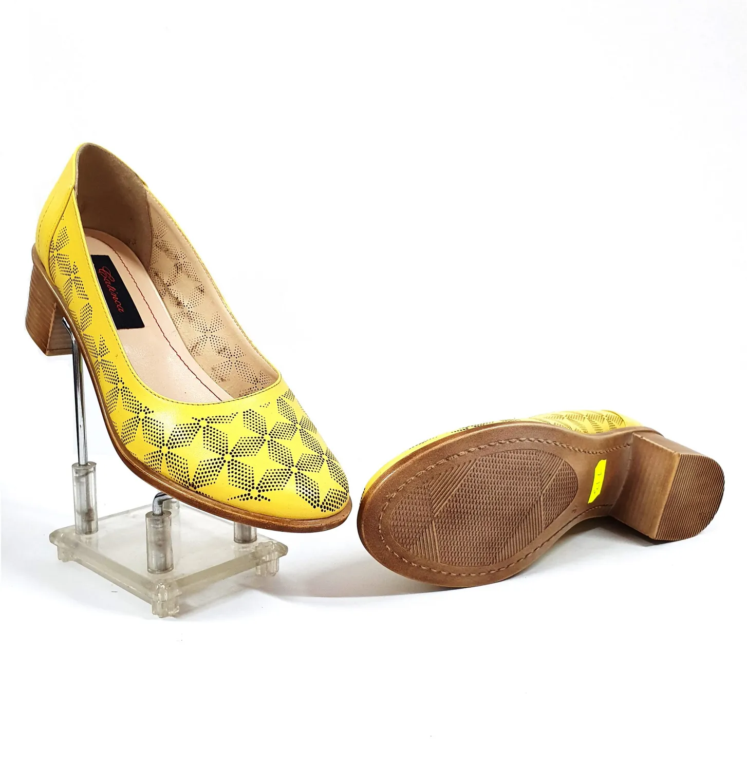 Catinca Shoes T13 G pantofi piele galben perforat