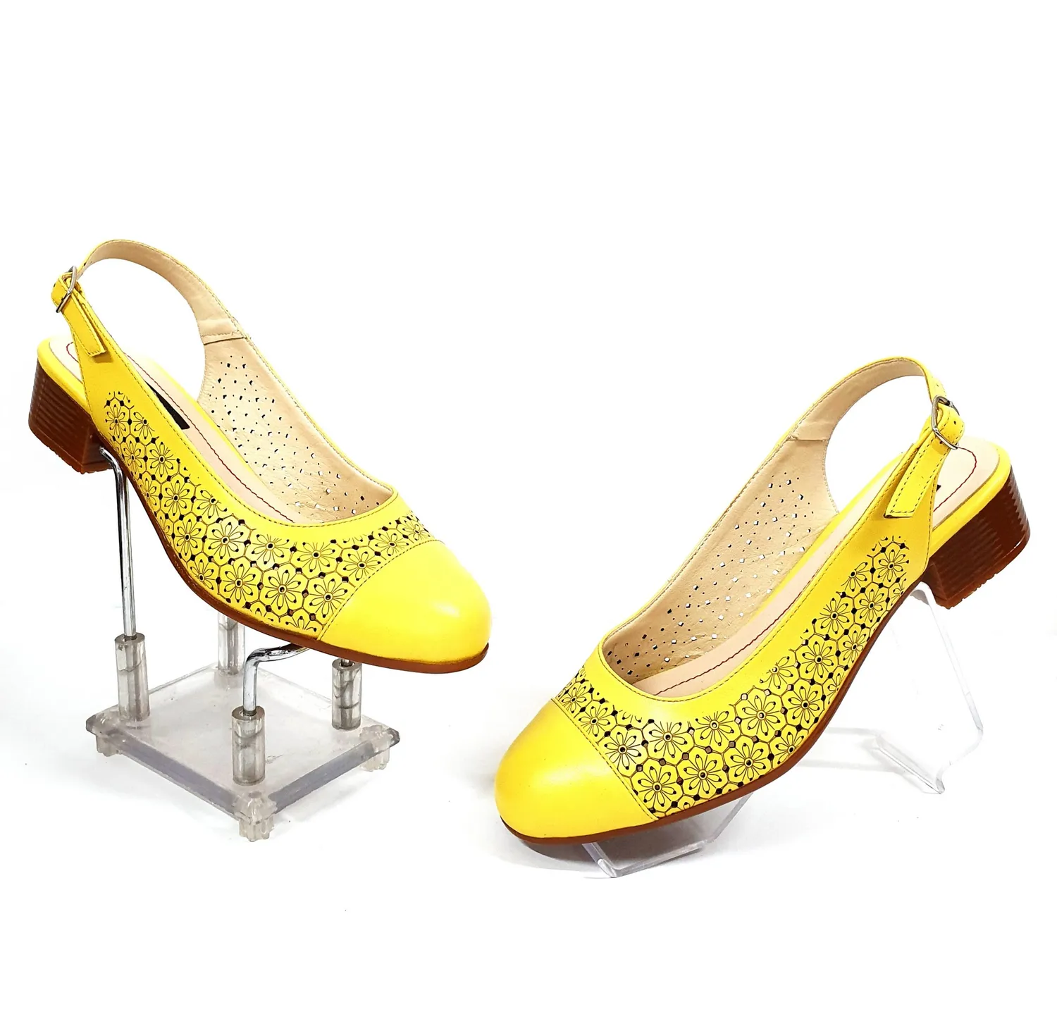 Catinca Shoes T16 Galben sandale dama piele naturala
