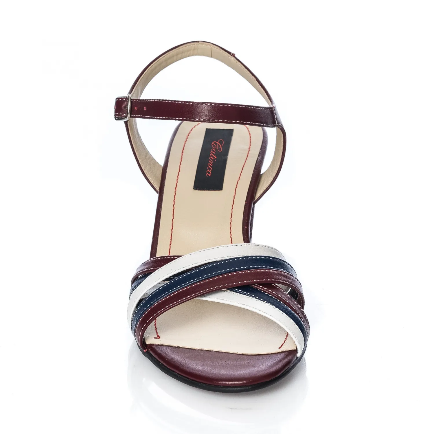 Catinca Shoes S3 BAA sandale dama piele bordo albastru alb