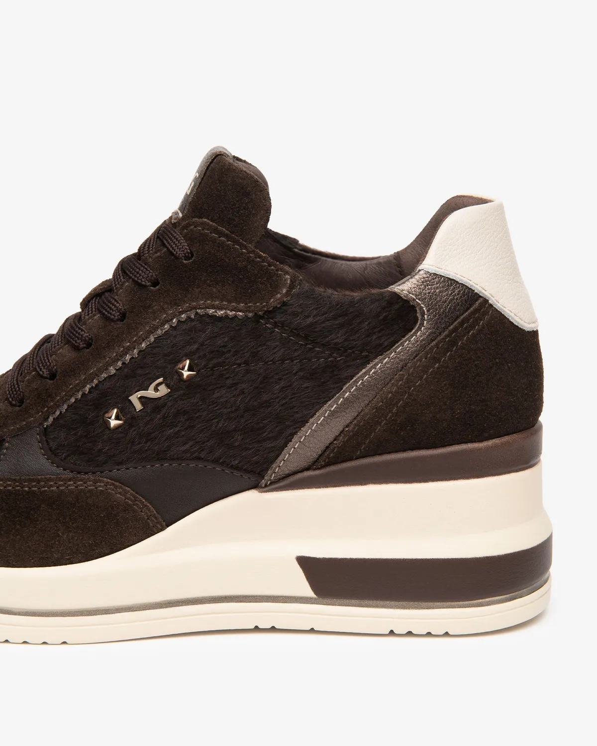 NeroGiardini Sneakers damă piele platformă 60 mm ștras