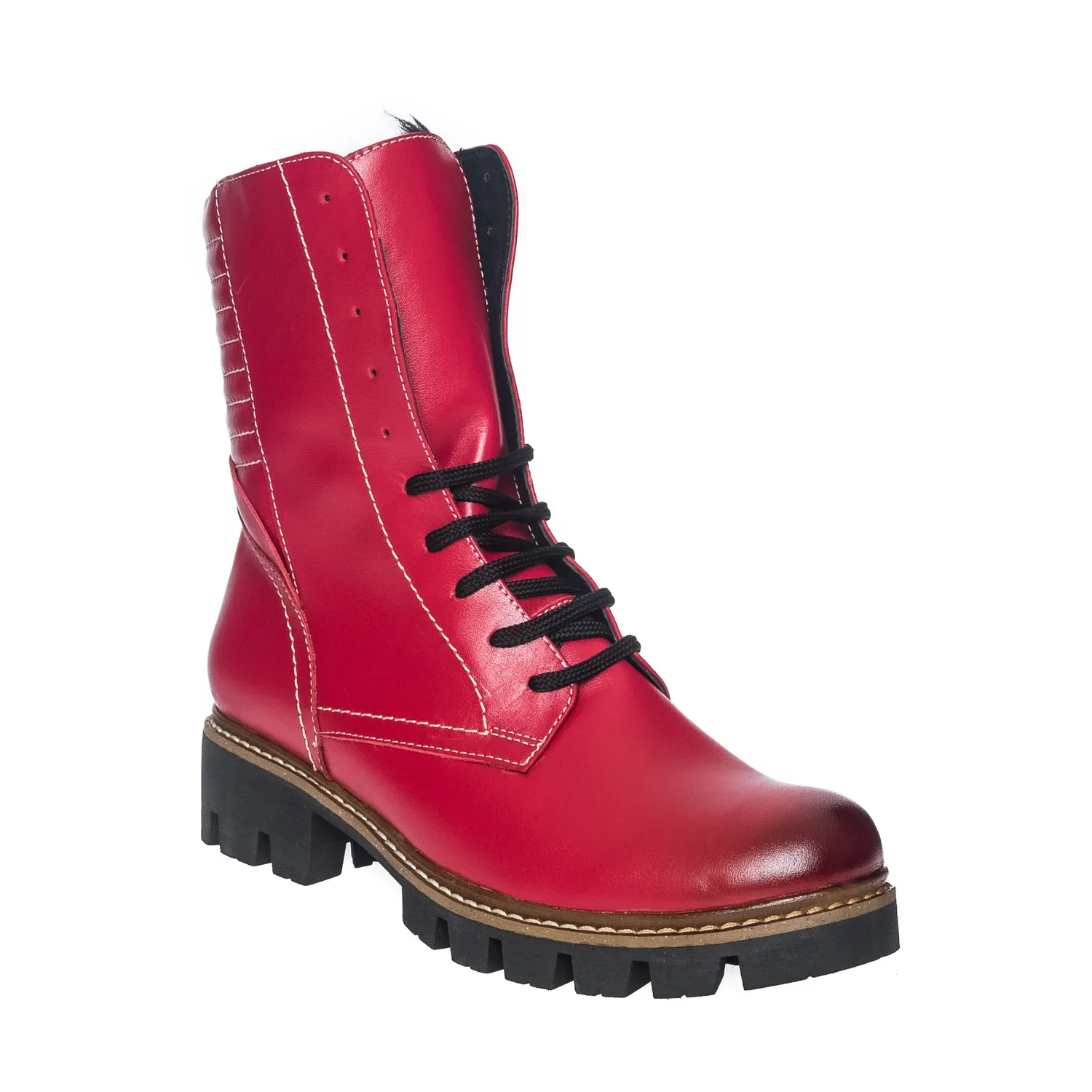 Catinca Shoes BC15 RVN bocanci piele roșu negru