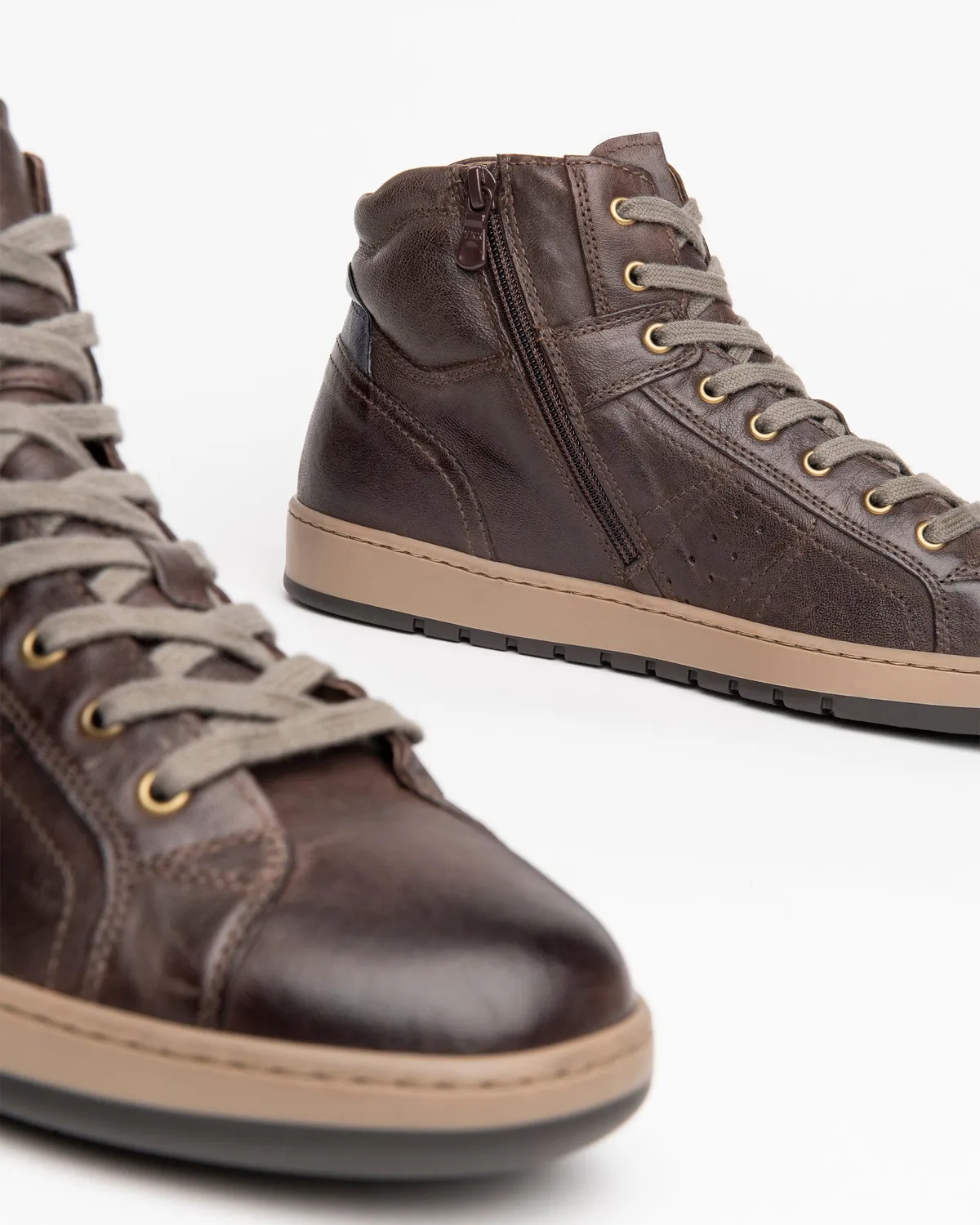 NeroGiardini sneakers barbati piele inalti fermoar 3cm