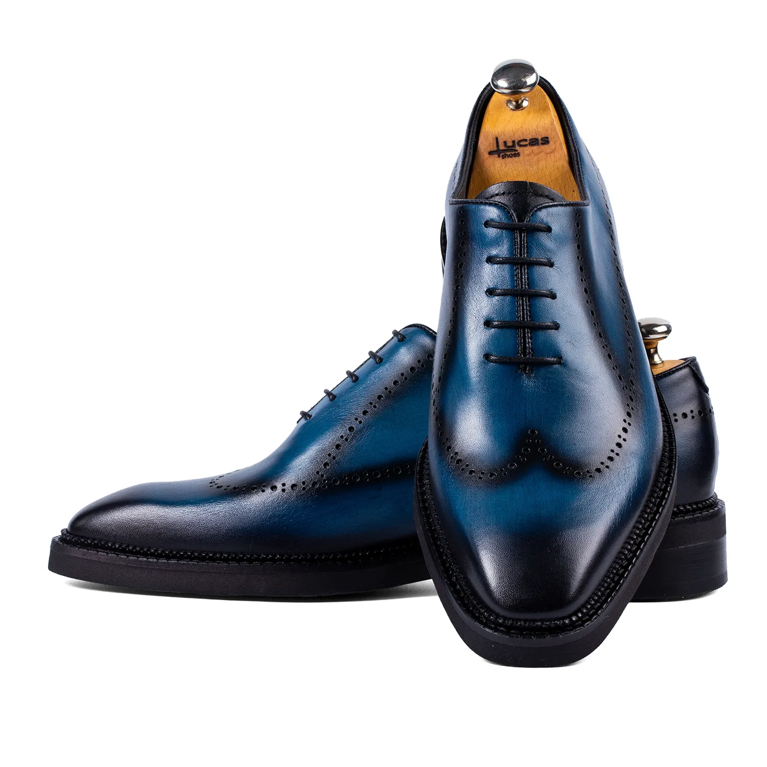 Lucas Shoes Elegant 906 pantofi barbati azurro patina piele