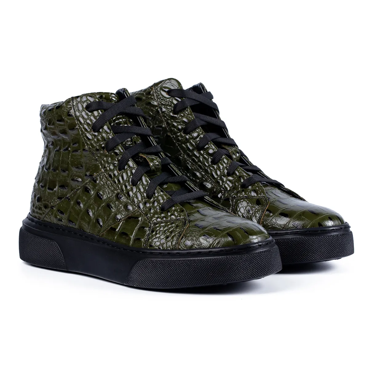 Lucas Shoes 855 ghete piele verde croco