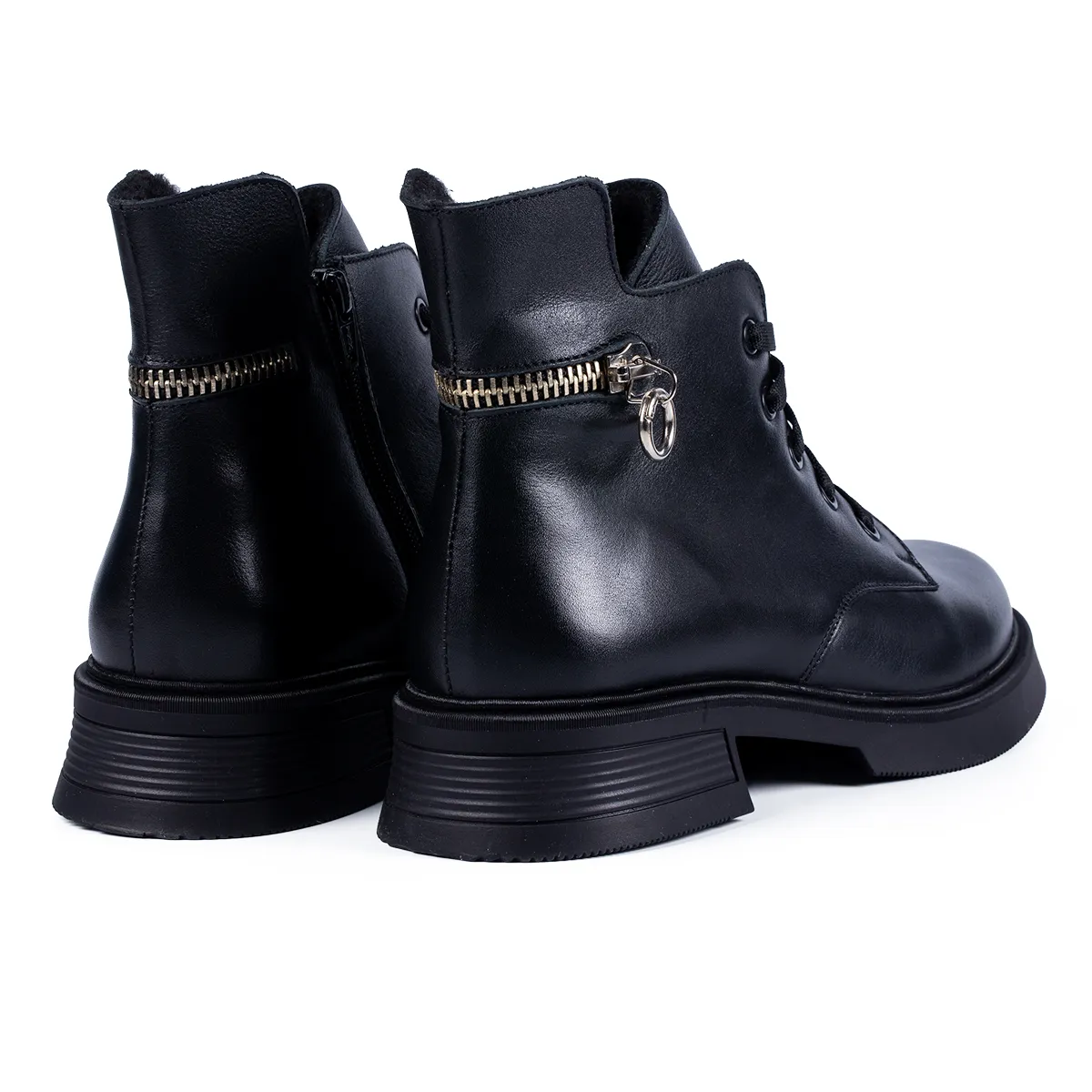Lucas Shoes 411 ghete damă negre piele naturală