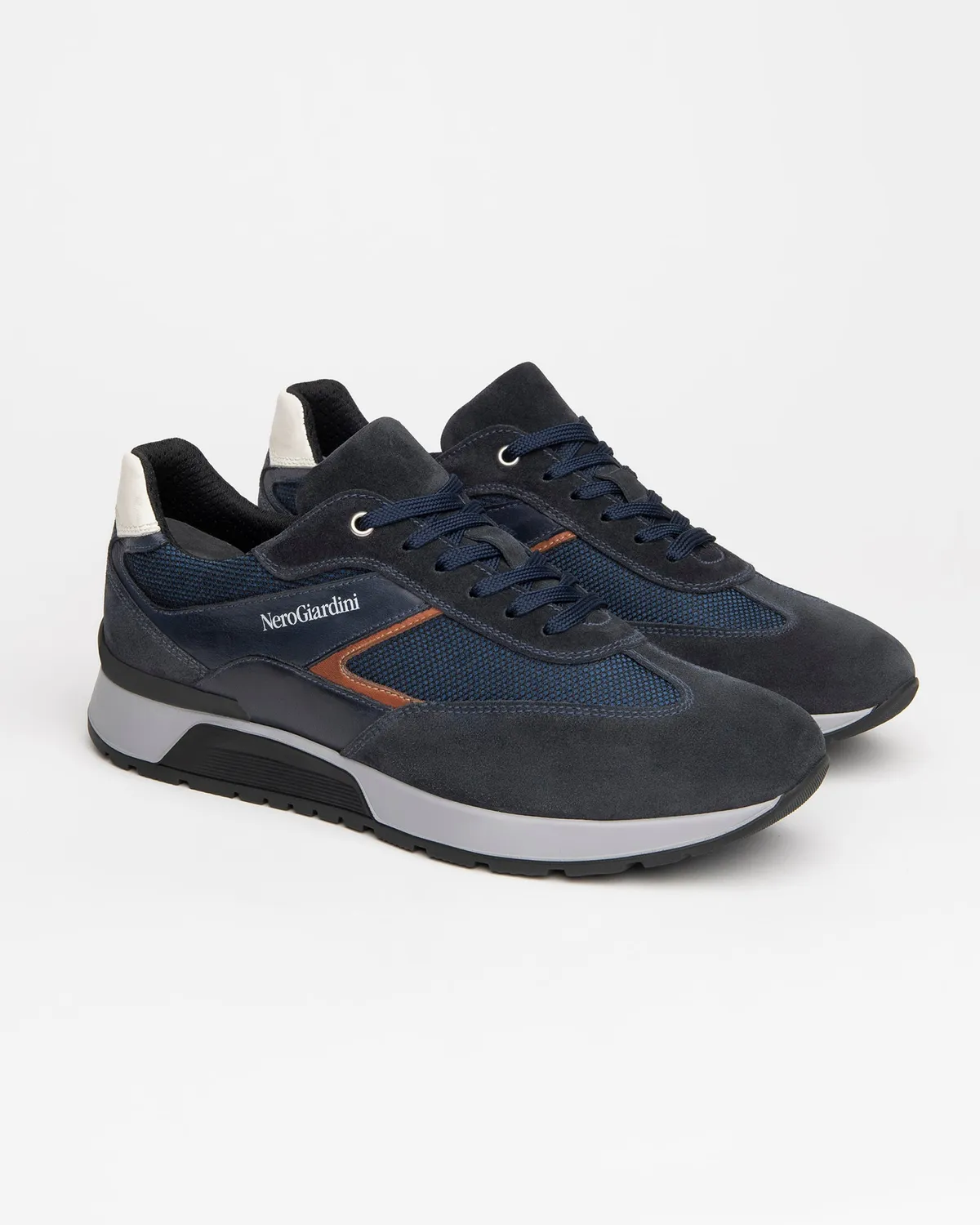 NeroGiardini Sneakers barbati piele intoarsa talpa 3cm