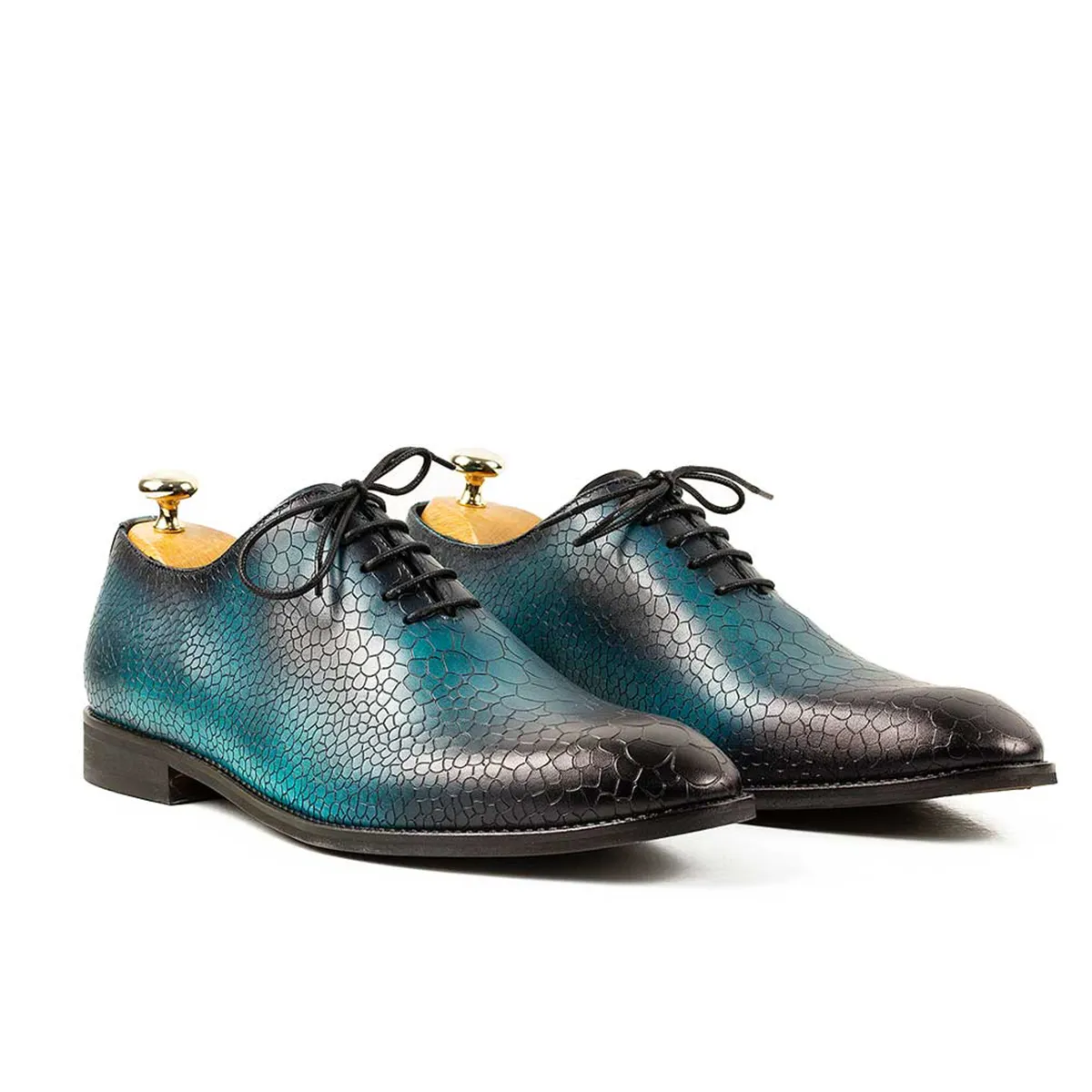 Lucas Shoes Elegant 715 pantofi turcoaz piele pictata