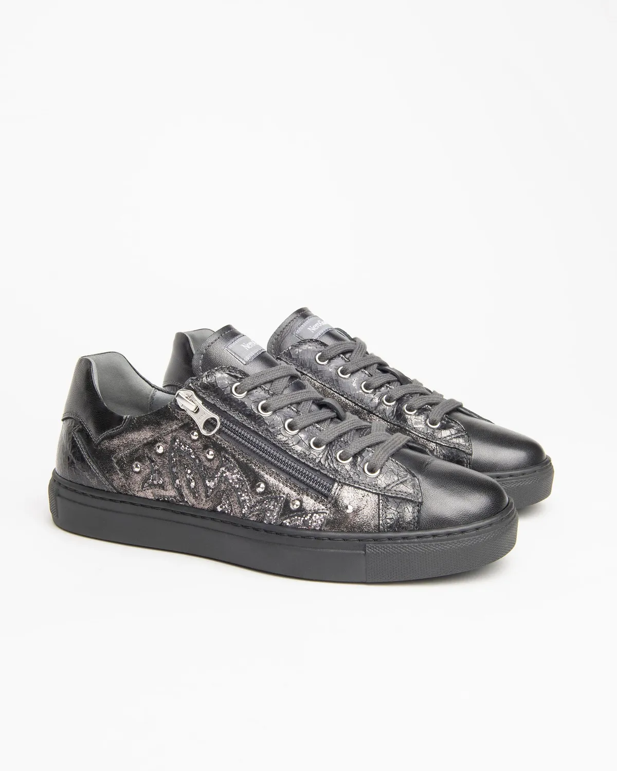 NeroGiardini Sneakers Dama Piele cu Fermoar Model Floral