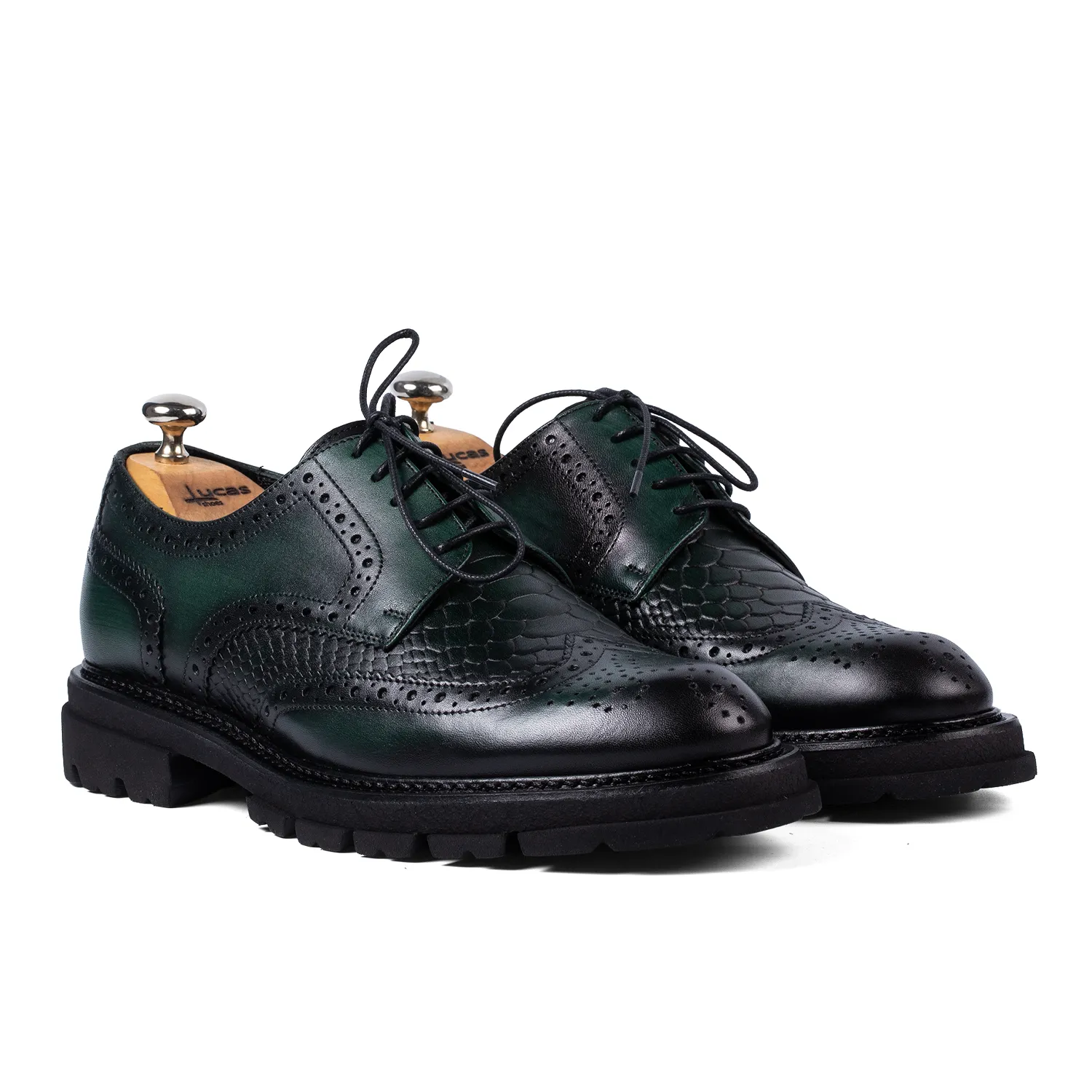 Lucas Elegant 534 Verde pantofi piele pictati manual