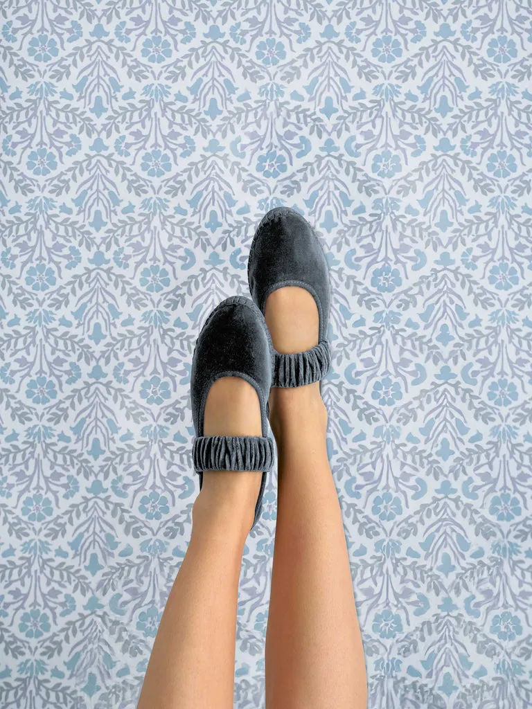 Flabelus Mafalda Gray pantofi gri catifea cu siret