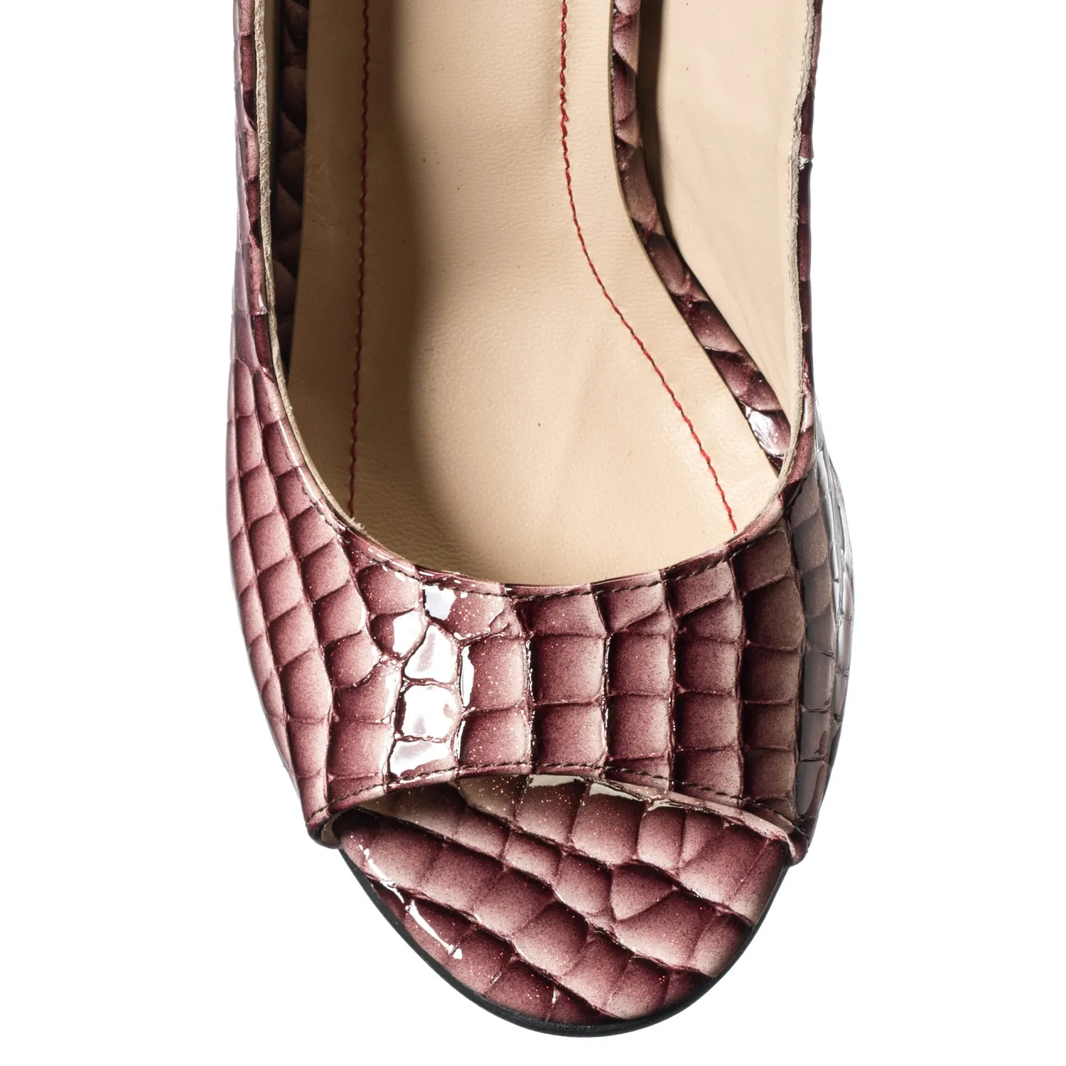 Catinca Shoes E194 CB sandale dama piele bordo croco