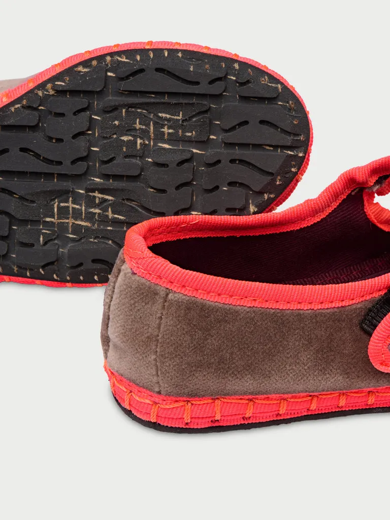Flagelus Cora Kids pantofi Mary Jane bej catifea
