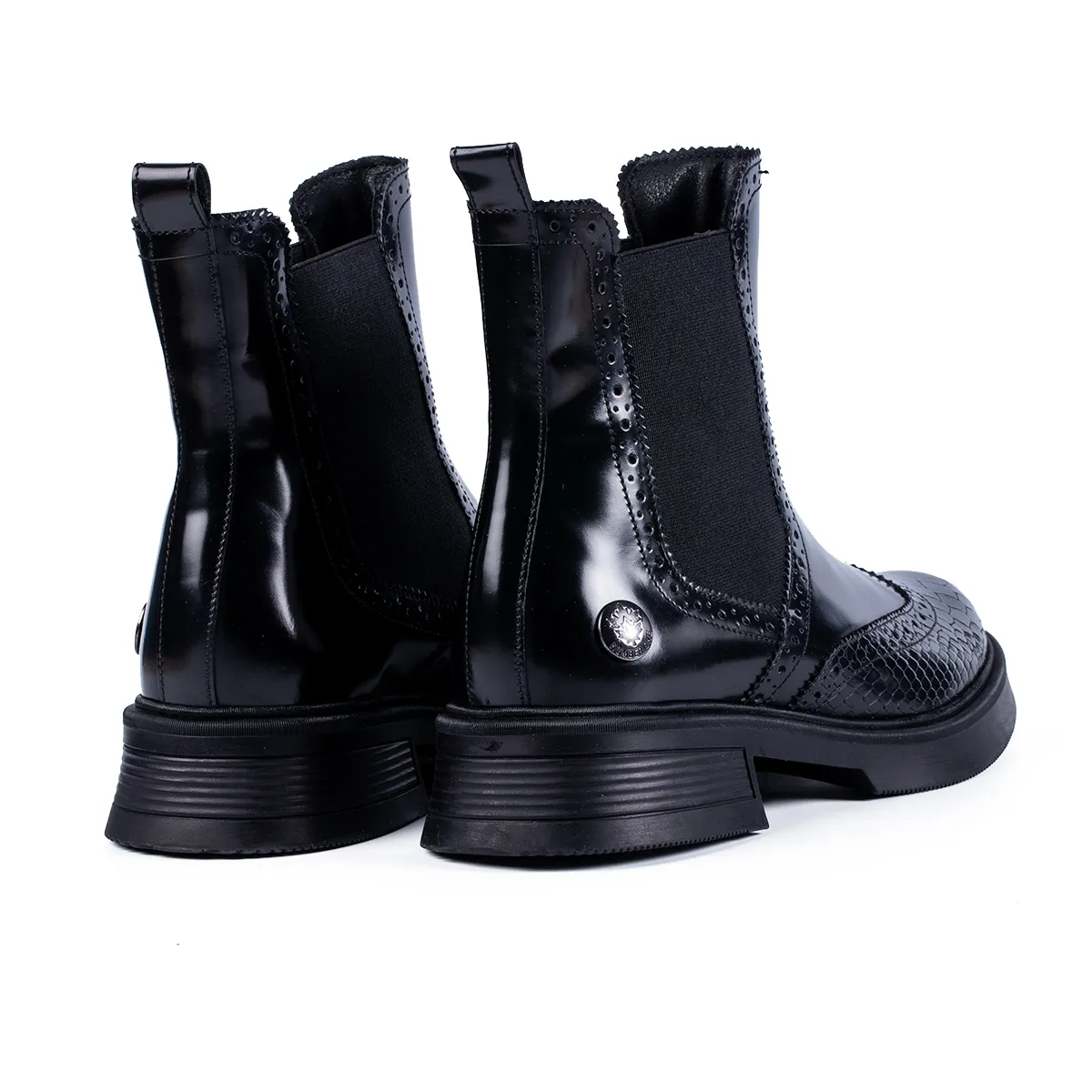 Lucas Shoes Ghete 400 femei negre semi-lac