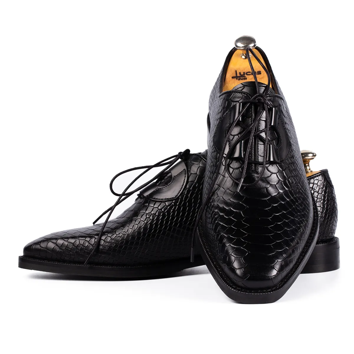 Lucas Shoes Elegant 725 pantofi piton negri piele