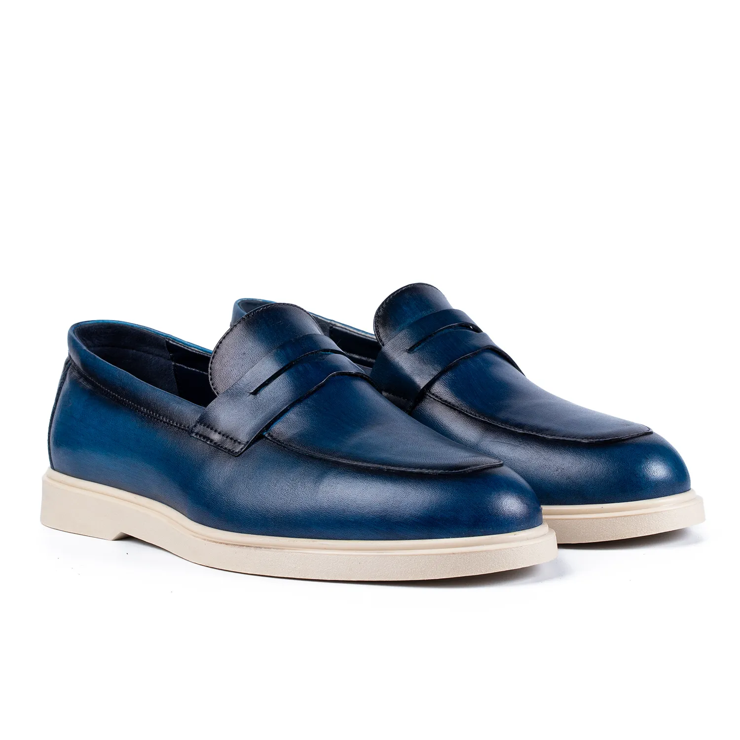 Lucas Shoes Ezra mocasini bărbați azzuro piele