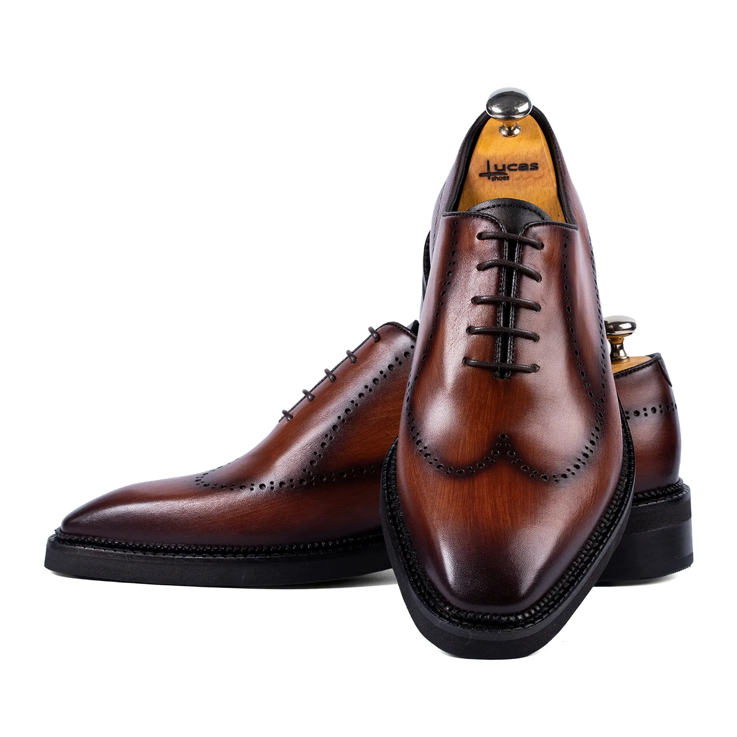 Lucas Shoes Elegant 906 pantofi coniac patina piele