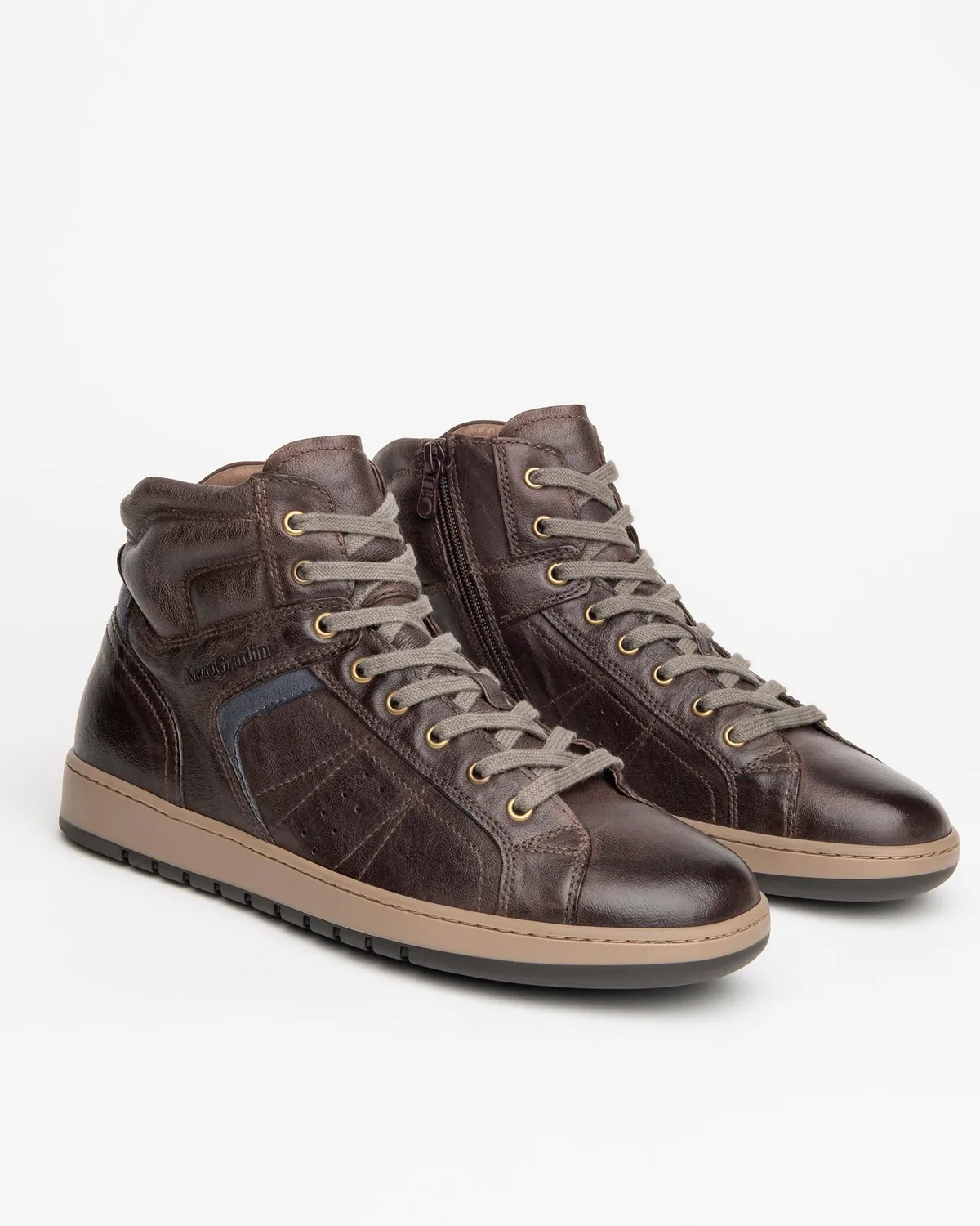 NeroGiardini sneakers barbati piele inalti fermoar 3cm