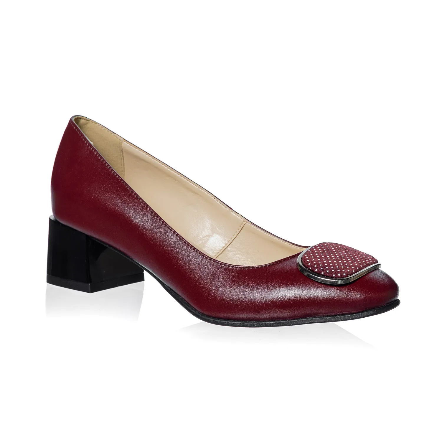 Catinca Shoes A21 BBPA pantofi damă piele bordo picățele