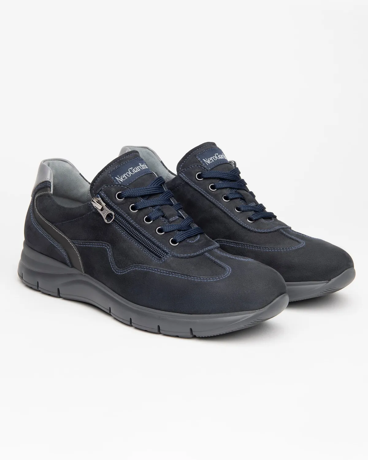 NeroGiardini sneakers barbati piele nabuk fermoar