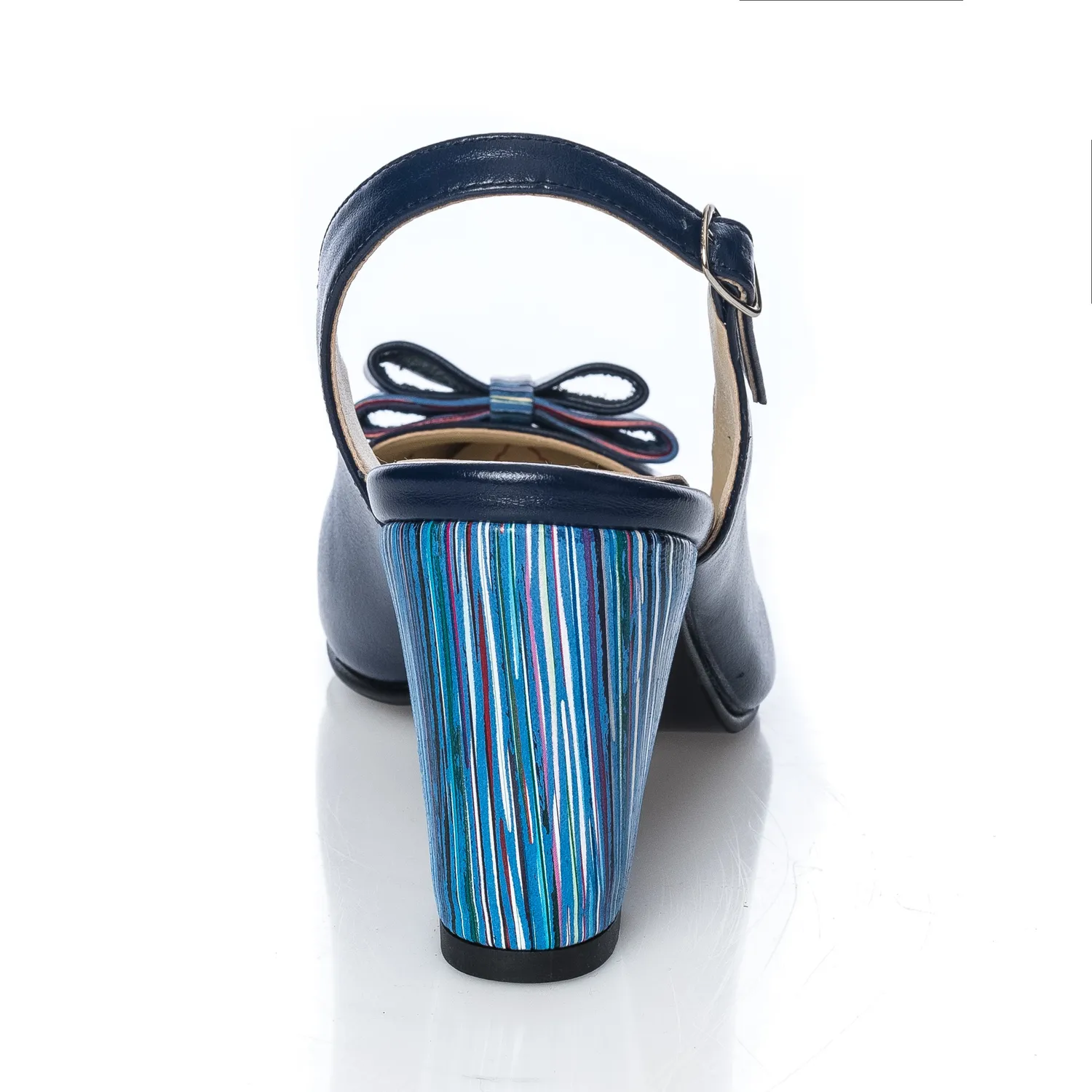 Catinca Shoes V5 BTD sandale damă piele blu toc dungi