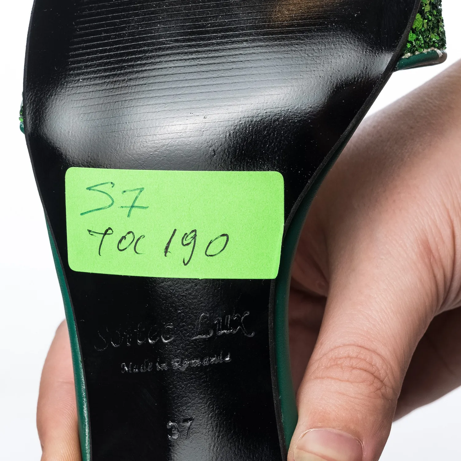 Catinca Glitter Verde S7 GV sandale dama verde piele naturala