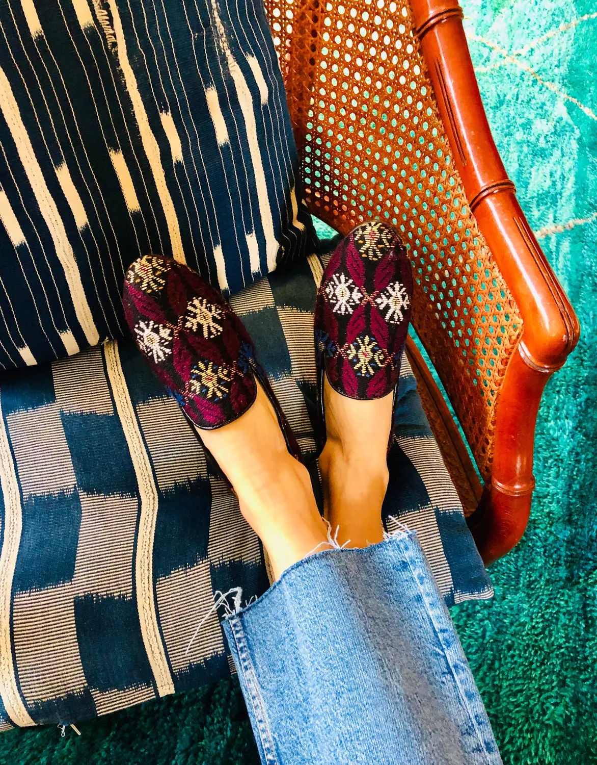 Cecilia Bringheli Positano pantofi slip-on textil ikat
