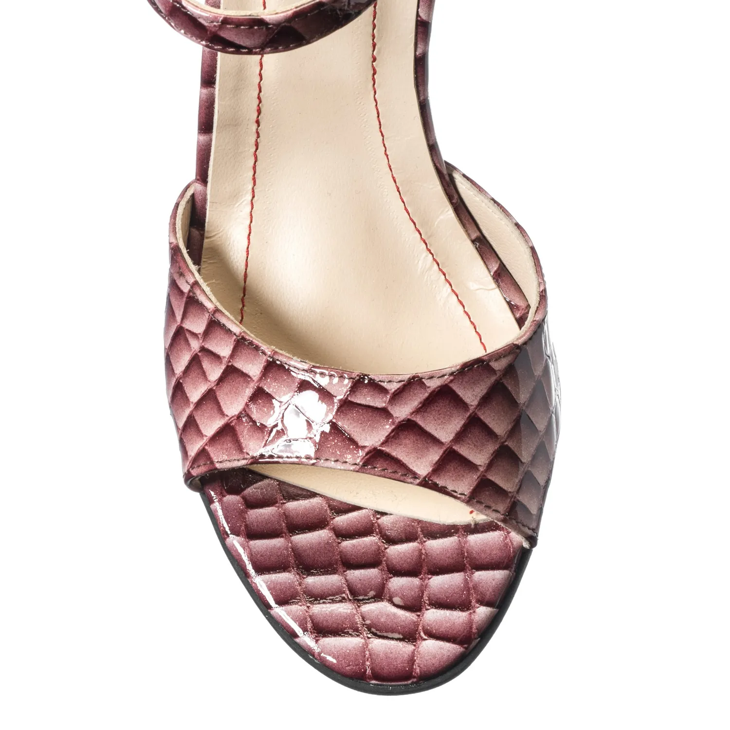 Catinca Shoes S15 BC sandale dama bordo piele croco