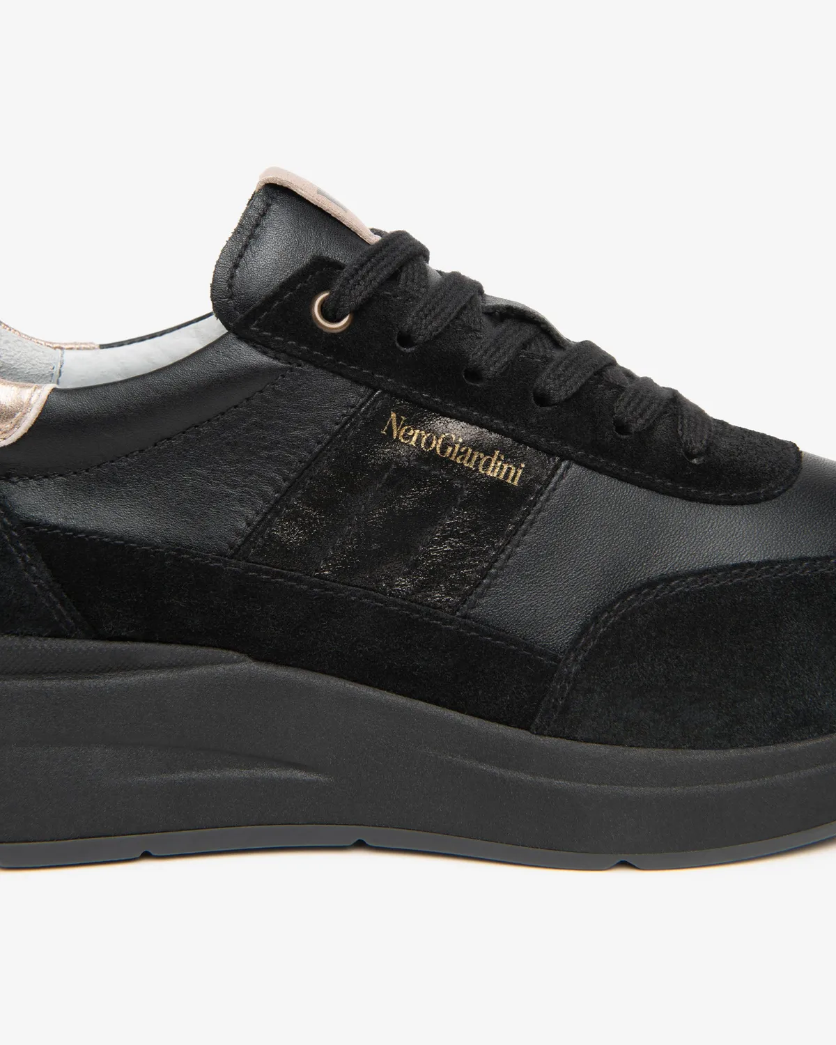 Sneakers NeroGiardini dama piele platforma 35 mm cu siret