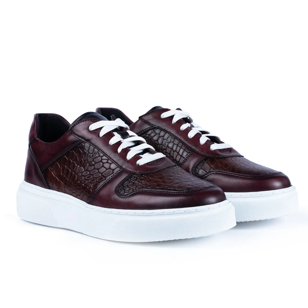 Lucas Shoes 004 bordo maro sneakers piele