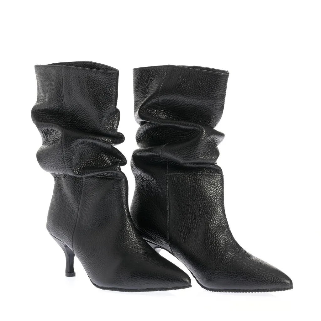 Ana Urbana Shoes Amelia cizme negre piele toc mic