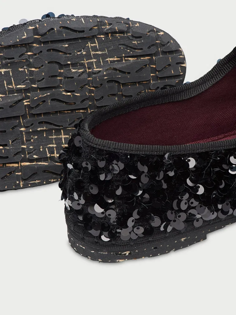 Flagelus The Little Prince pantofi Mary Jane negri paiete
