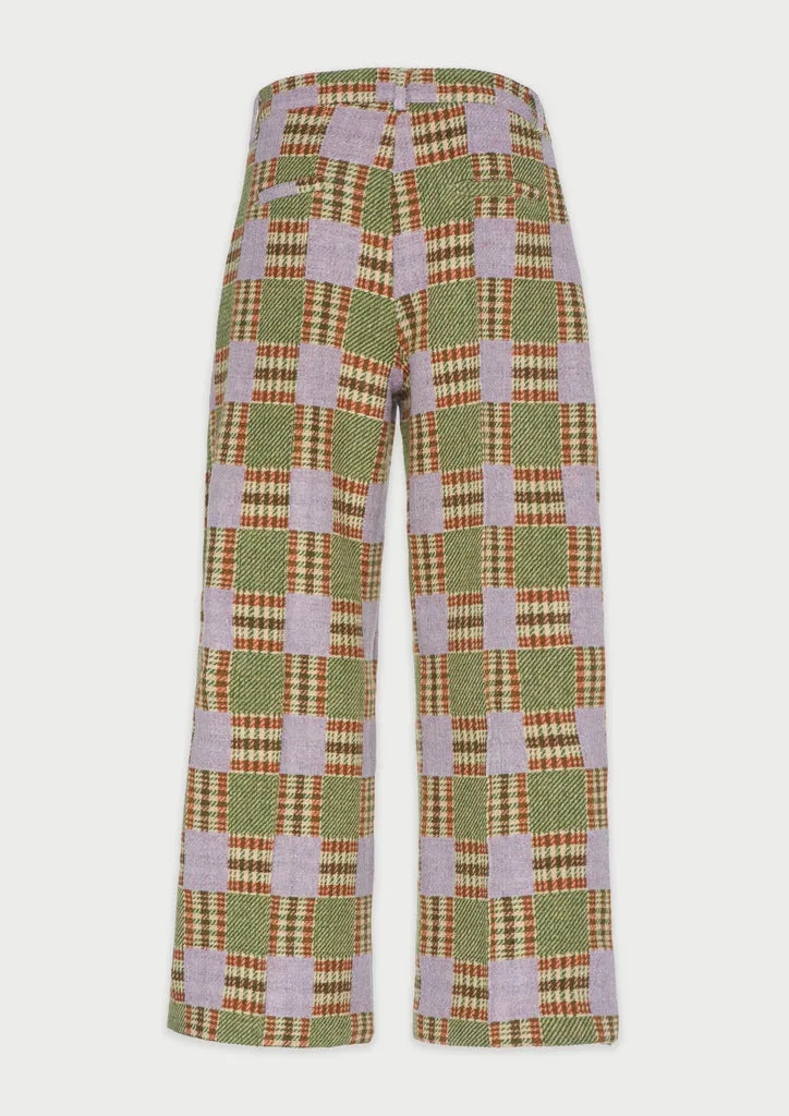 Flagelus Eloise pantaloni drepti verde lana