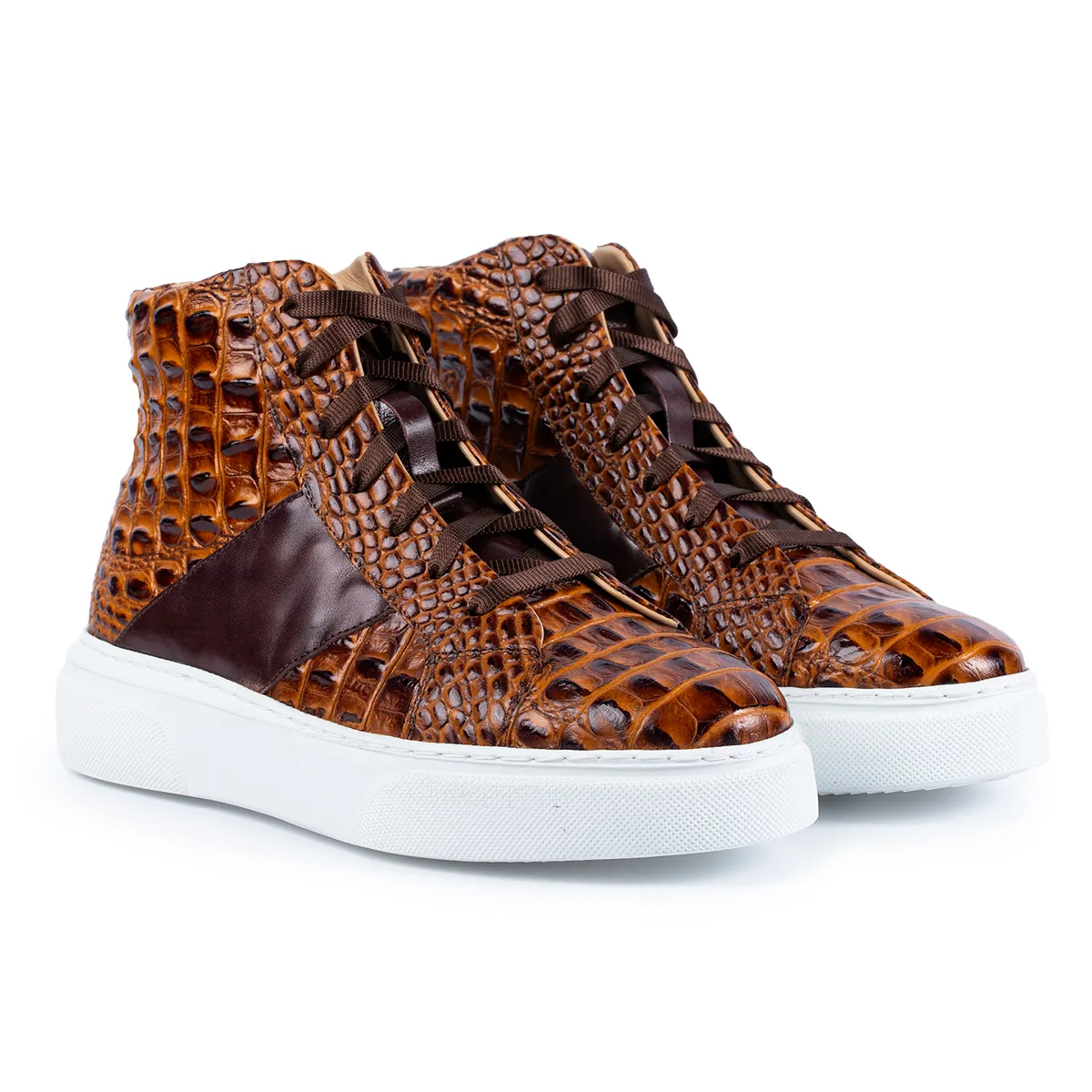 Lucas Shoes 855 Croco ghete barbati maro piele