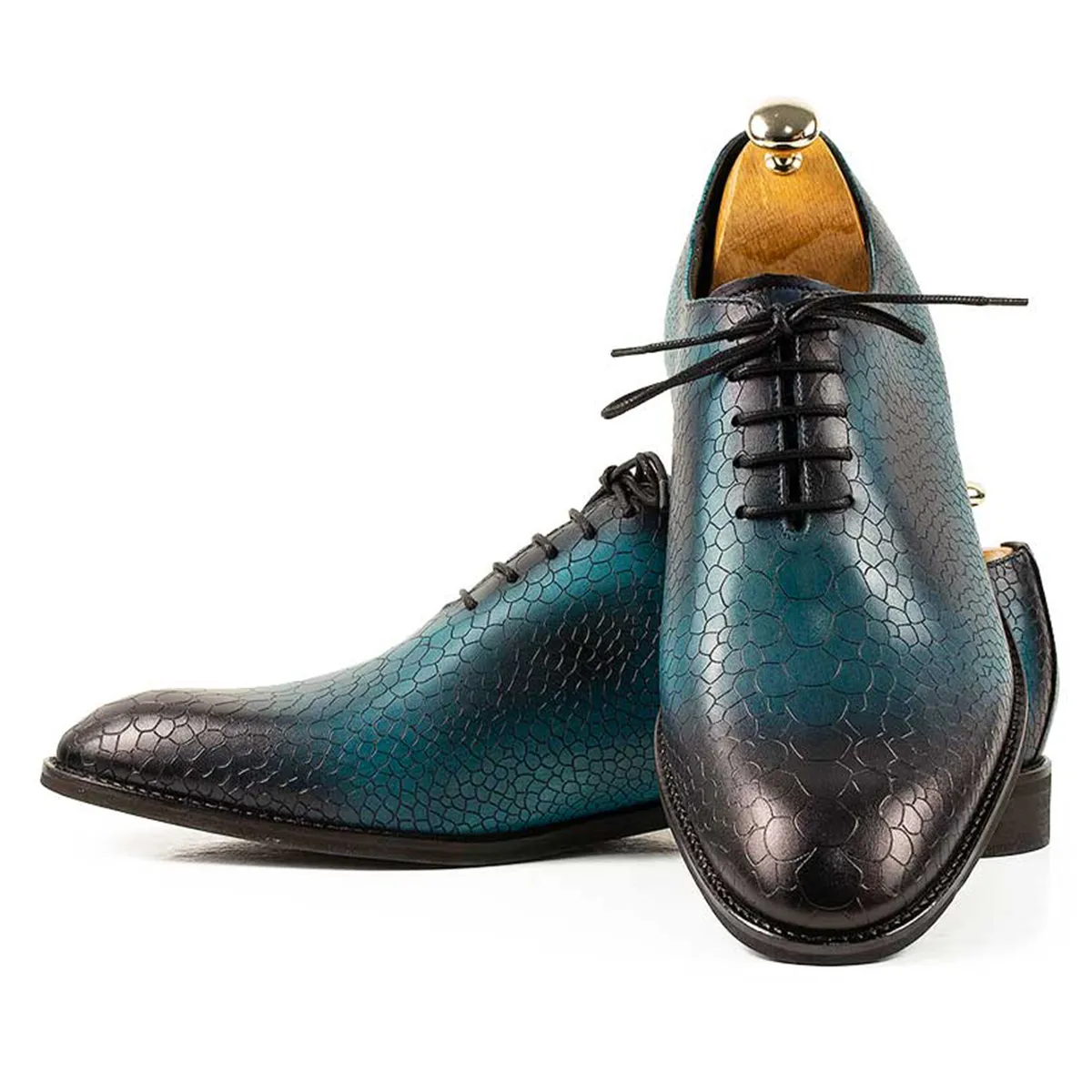 Lucas Shoes Elegant 715 pantofi turcoaz piele pictata