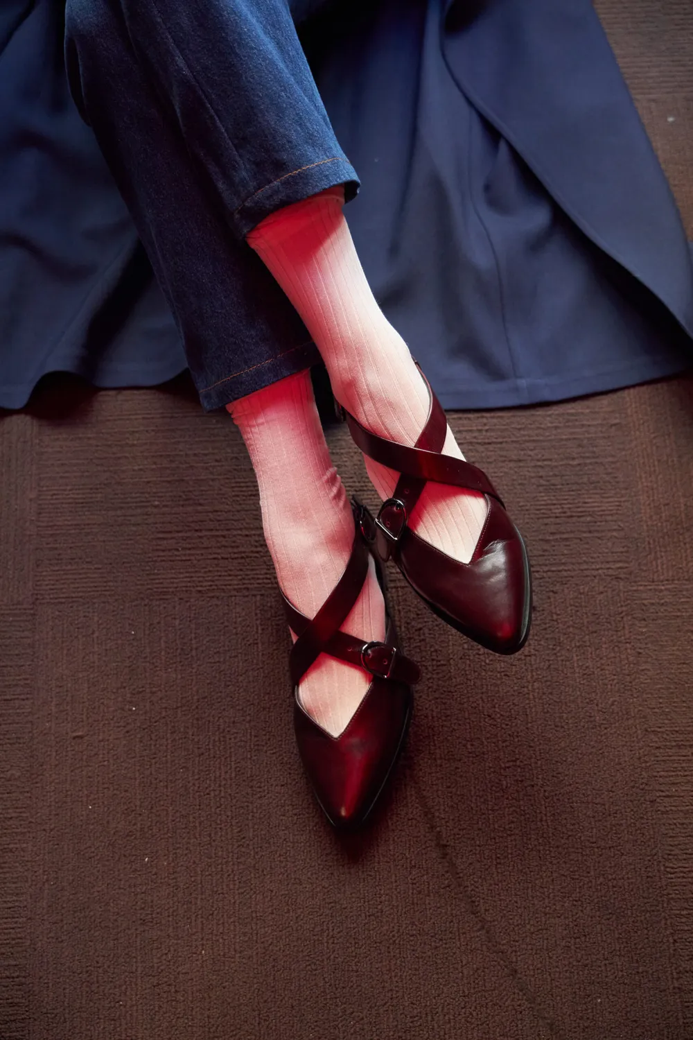Cecilia Bringheli sandale dama piele bordo toc 2 cm