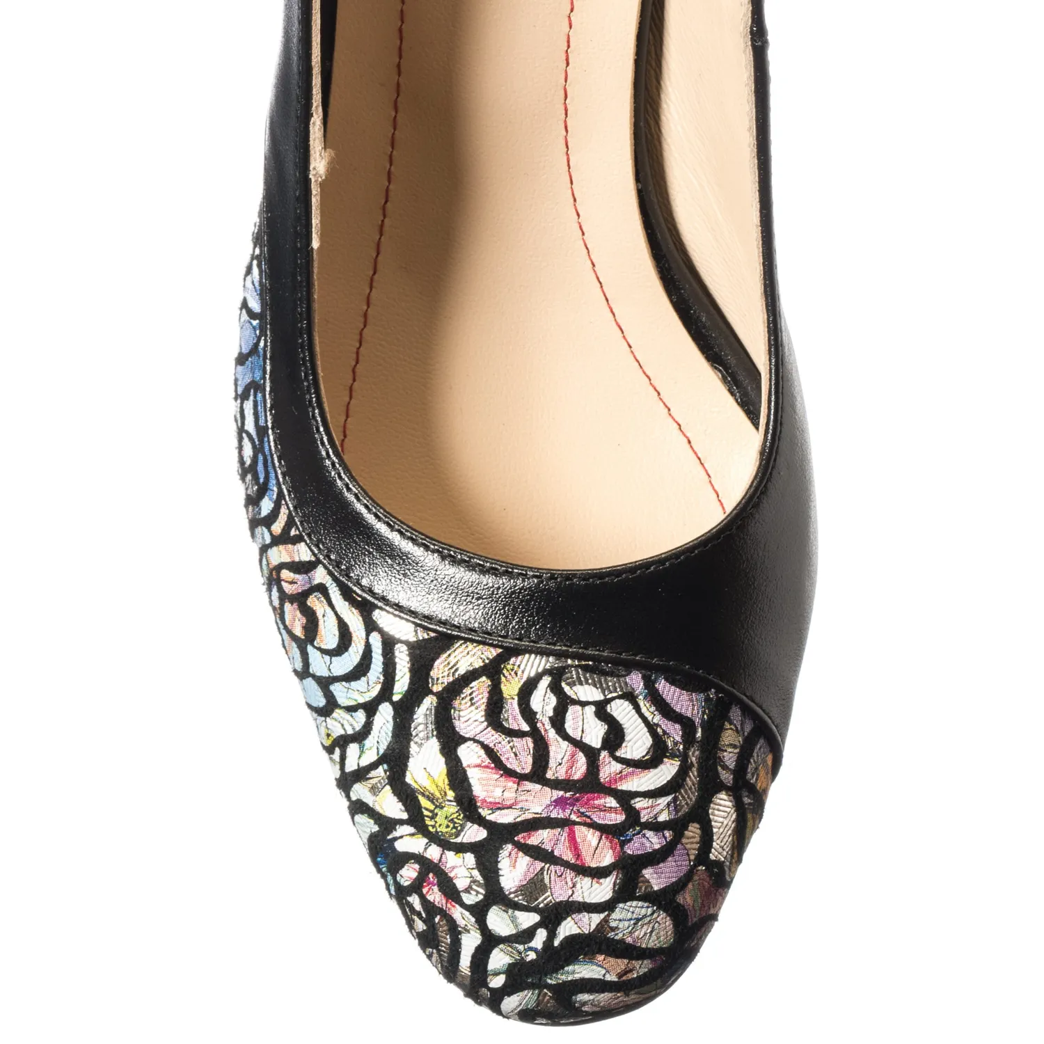 Catinca Shoes A88 NT sandale dama negru trandafiri piele