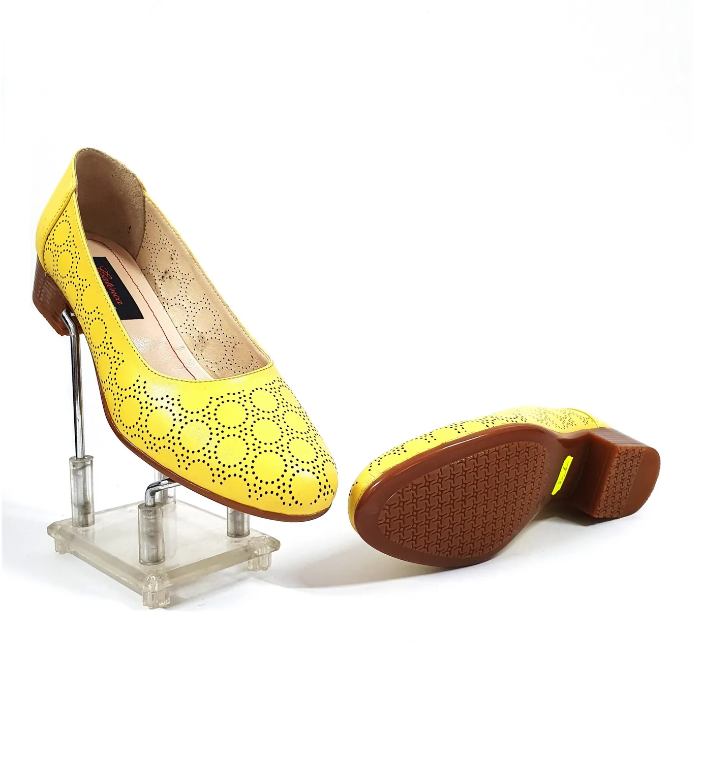 Catinca Shoes T9 G pantofi dama perforati piele galbena