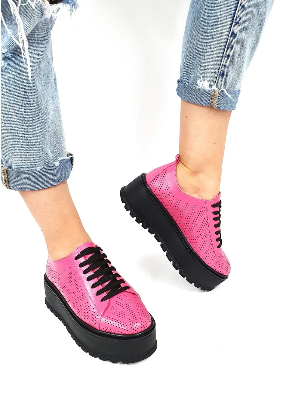 Catinca Shoes XP3 RZ pantofi dama perforati roz piele