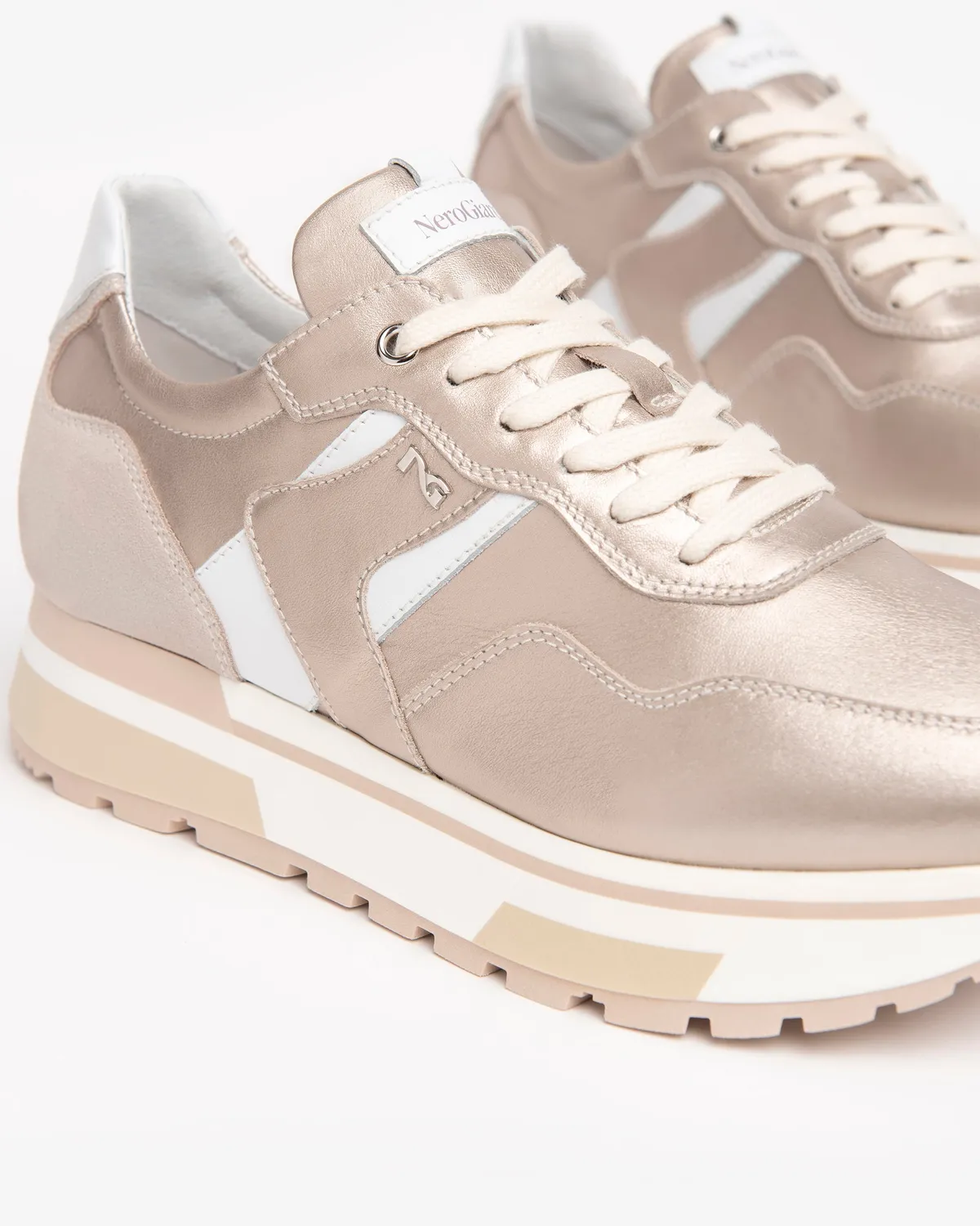 NeroGiardini sneakers dama piele cu talpa 4 cm