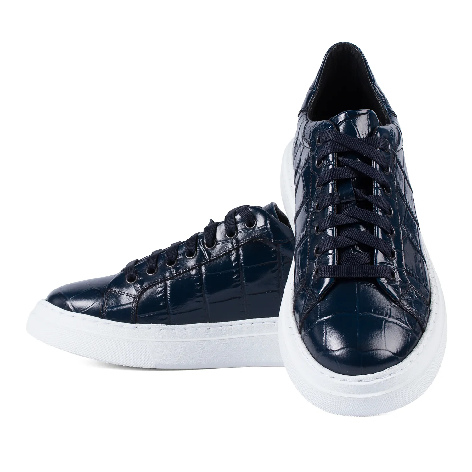 Lucas Shoes Sneaker 510 Chile Croco Mare Blue adidași piele