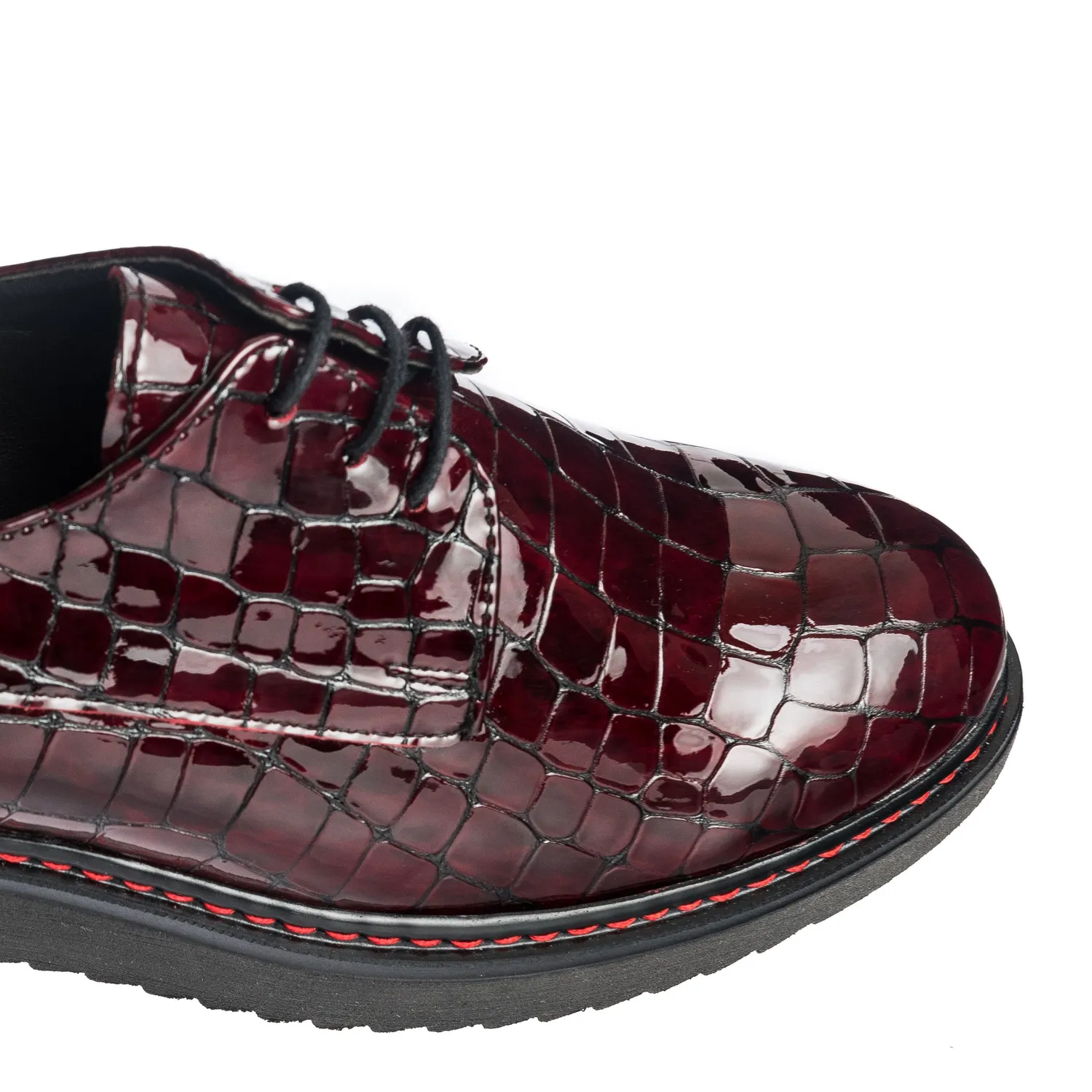 Catinca Shoes G33 BC pantofi dama piele bordo croco